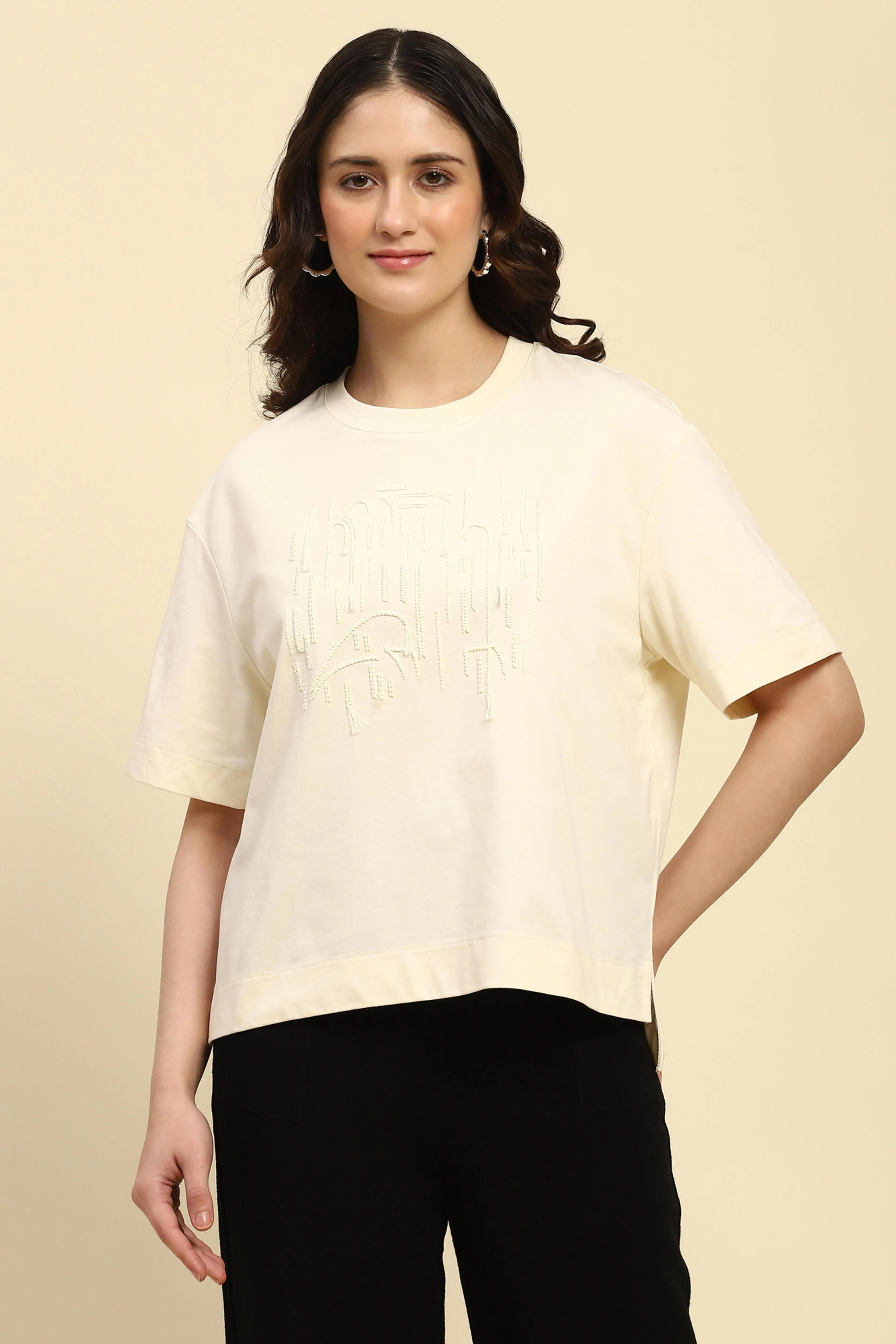 Cream UV Protection Oversized Top - Global Republic