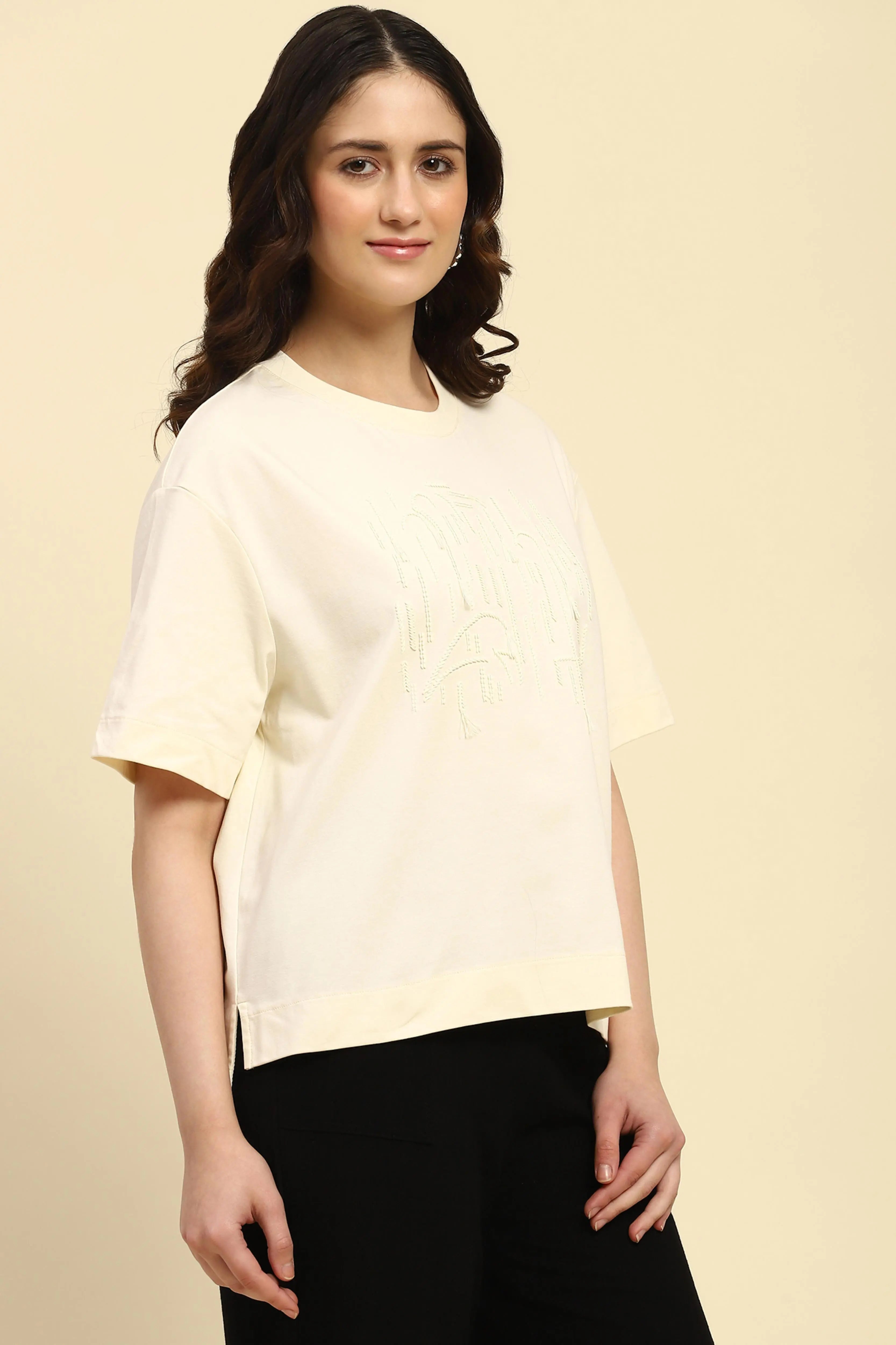 Cream UV Protection Oversized Top - Global Republic