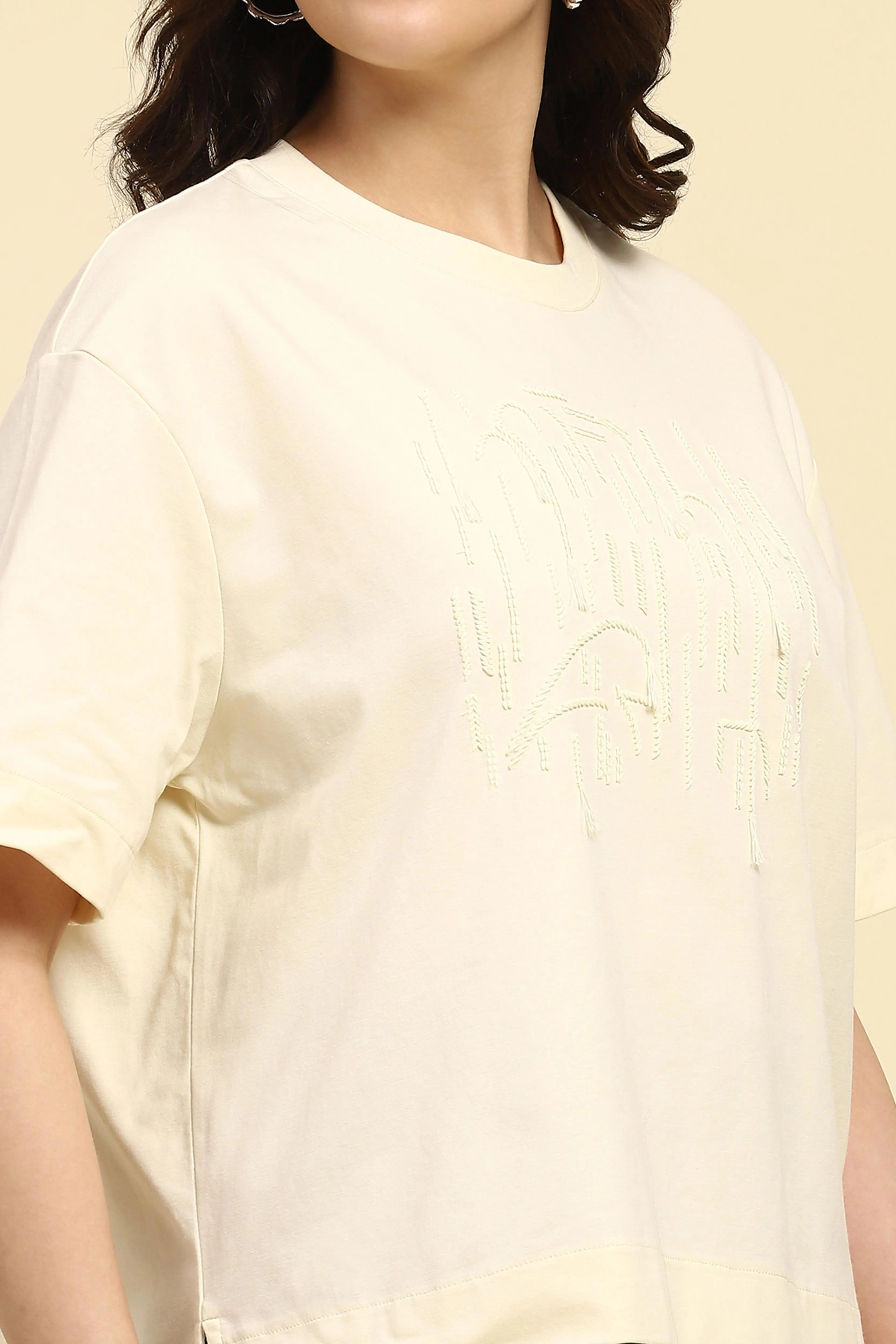 Cream UV Protection Oversized Top - Global Republic