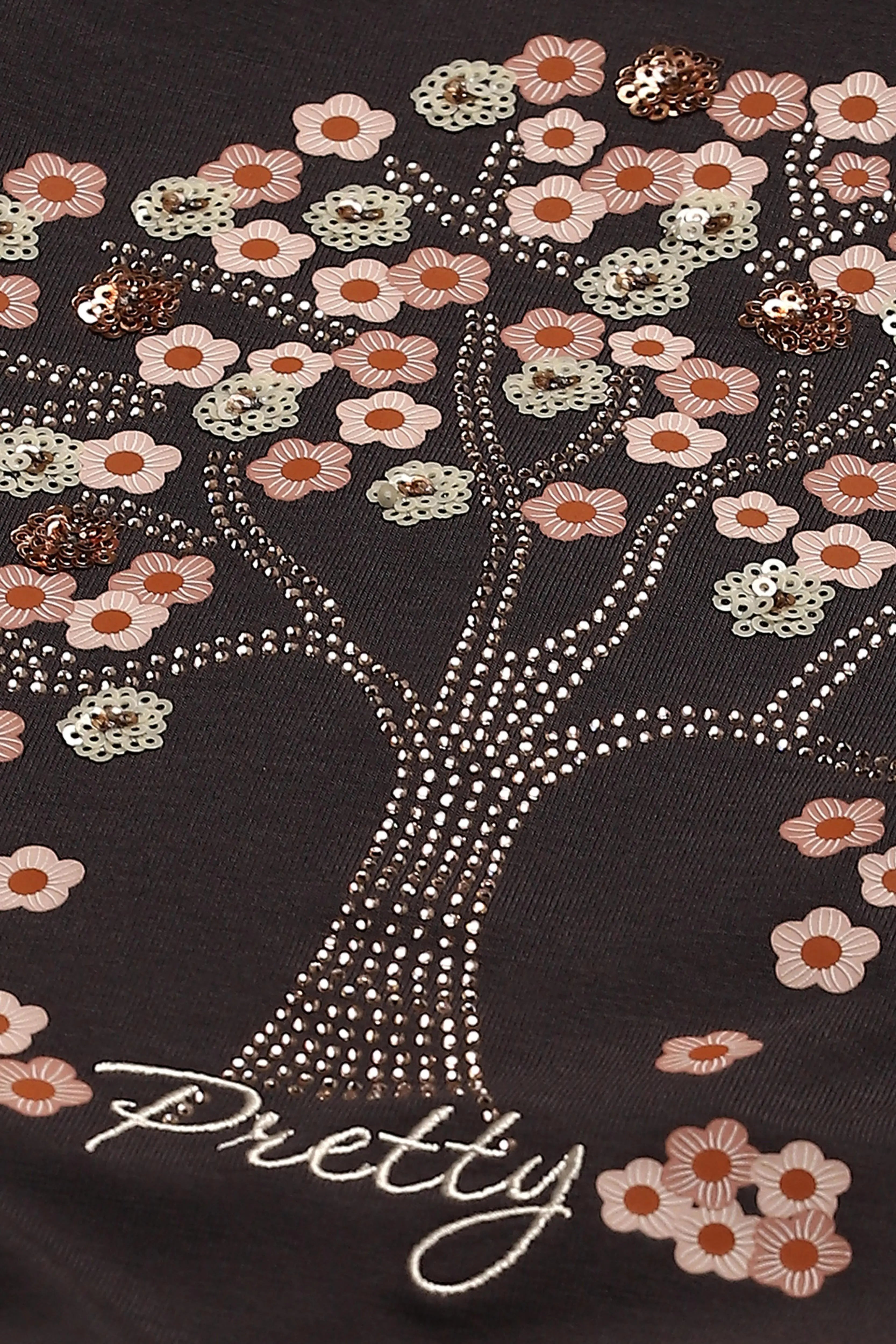 Grey Embellished Modal Blend Top - Global Republic