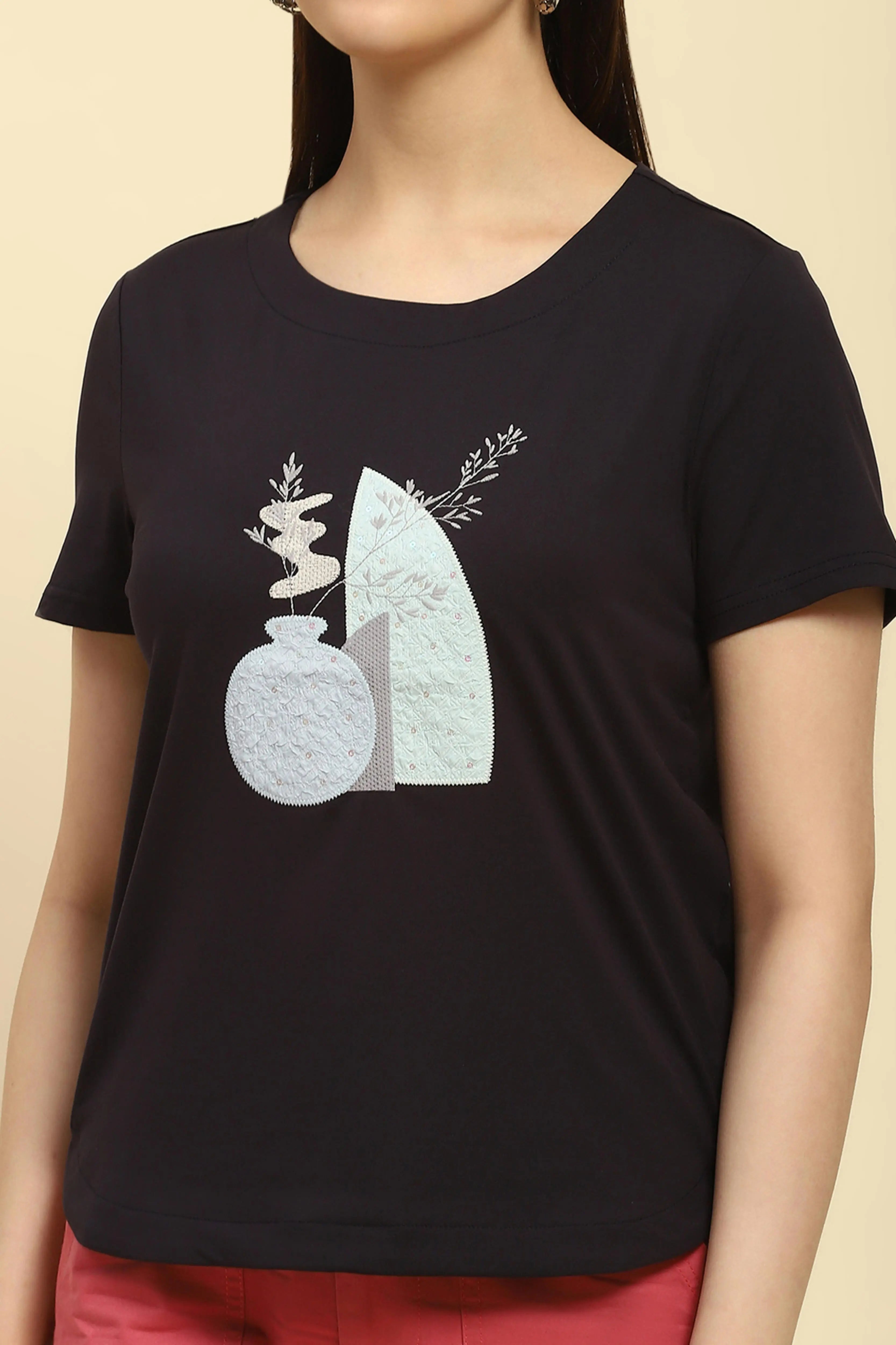 Embroidered Cotton Navy Top - Global Republic