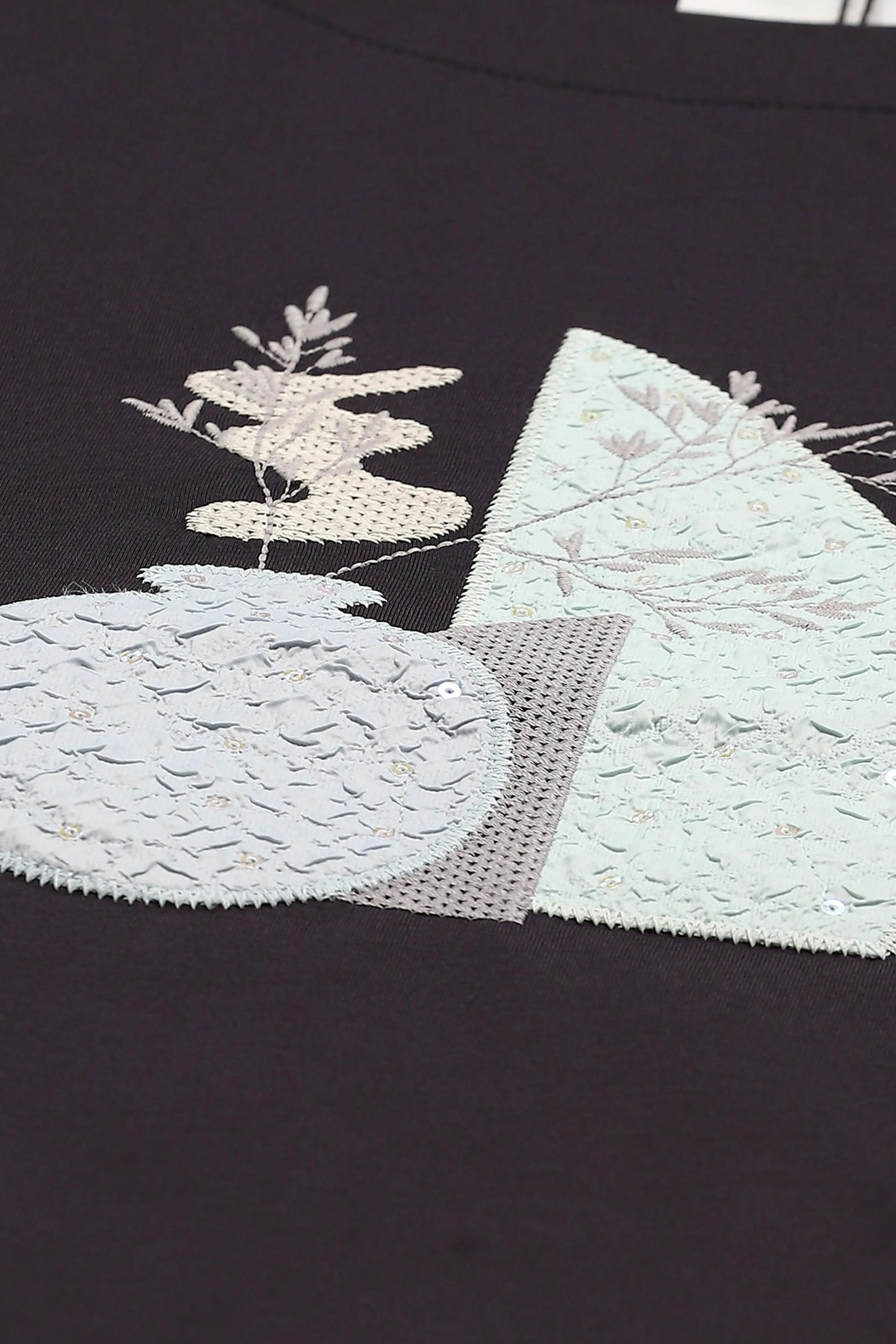 Embroidered Cotton Navy Top - Global Republic