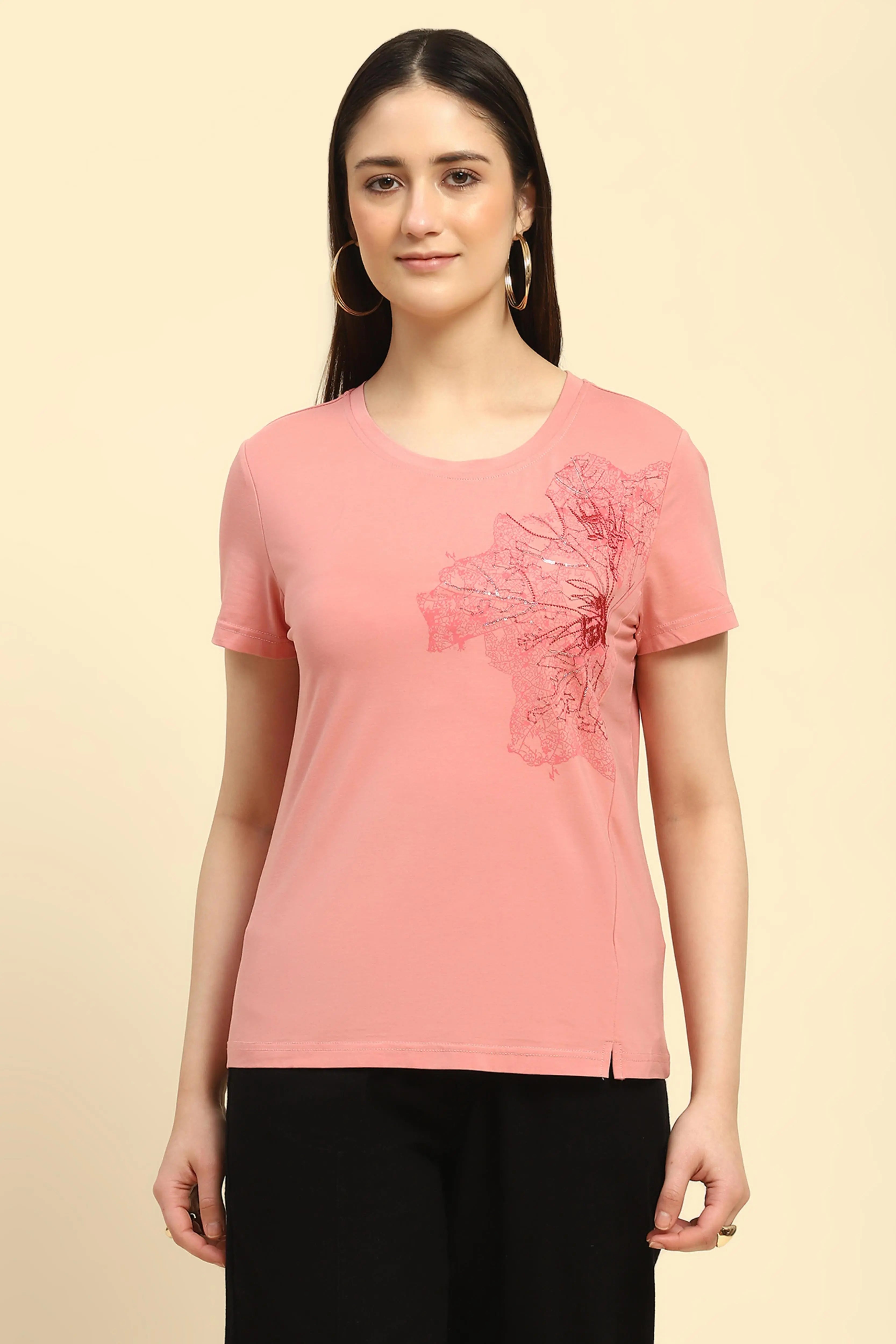 Pink Embroidered Modal Top - Global Republic