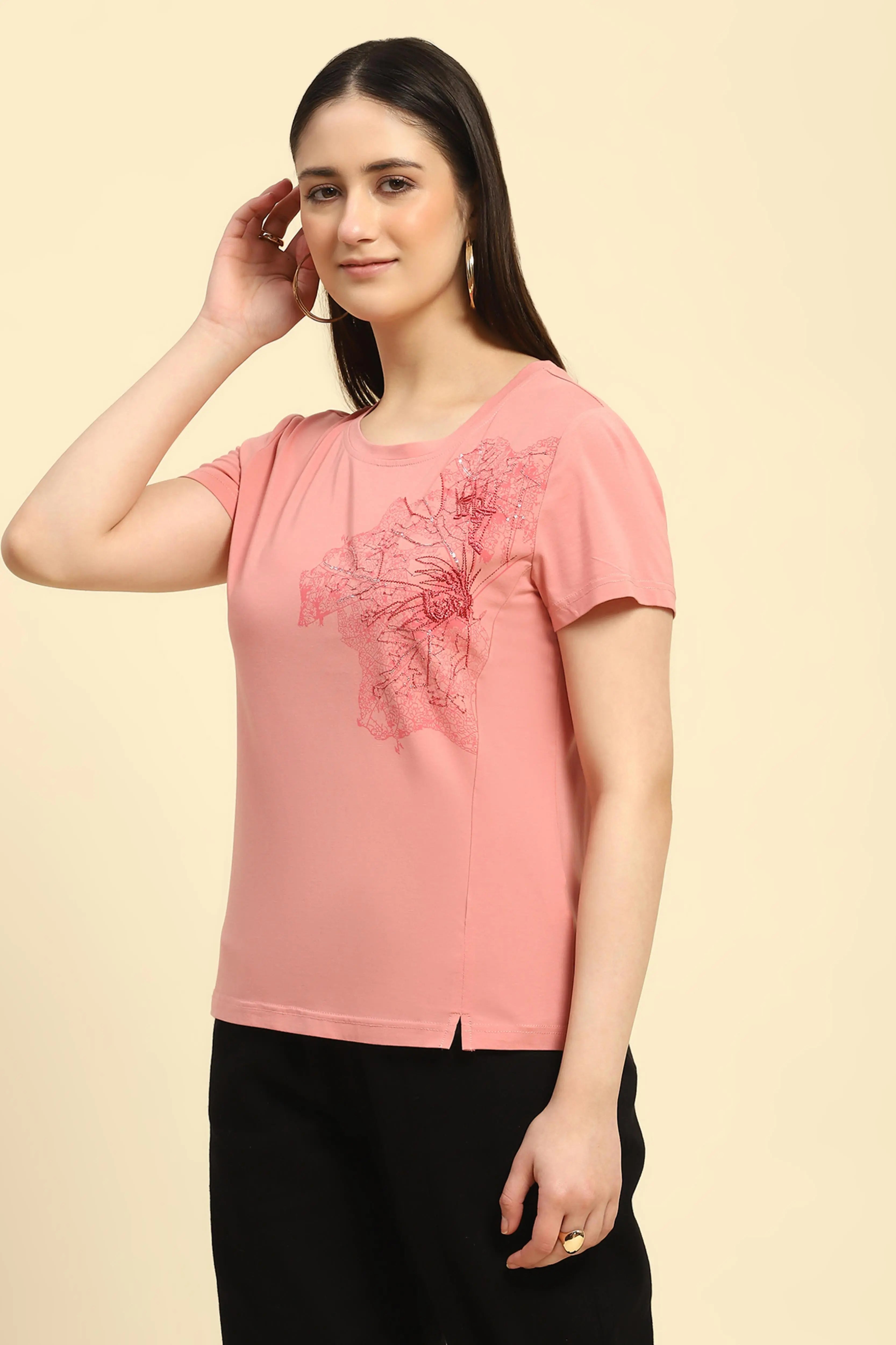 Pink Embroidered Modal Top - Global Republic