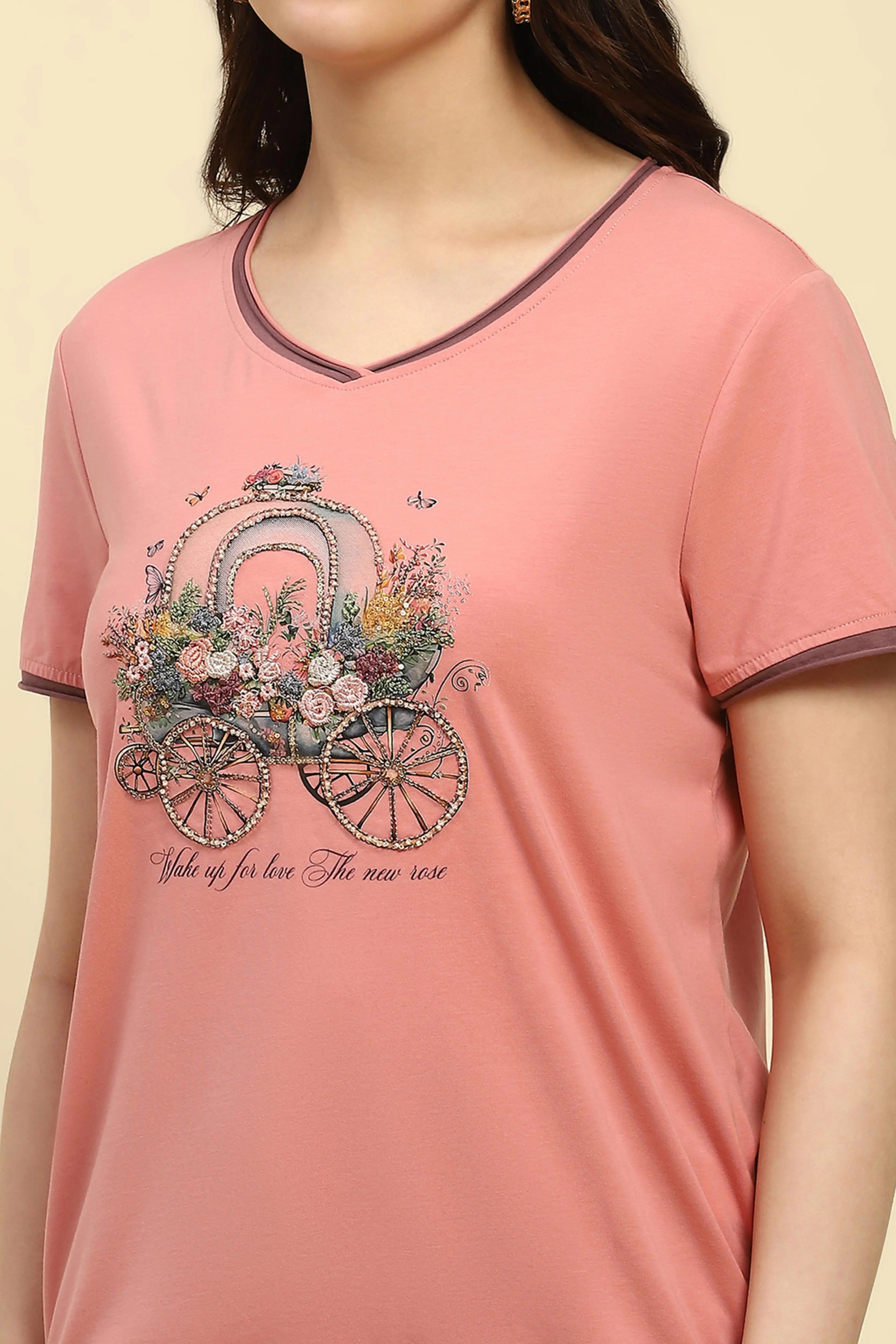 Pink Modal Embroidered Top - Global Republic