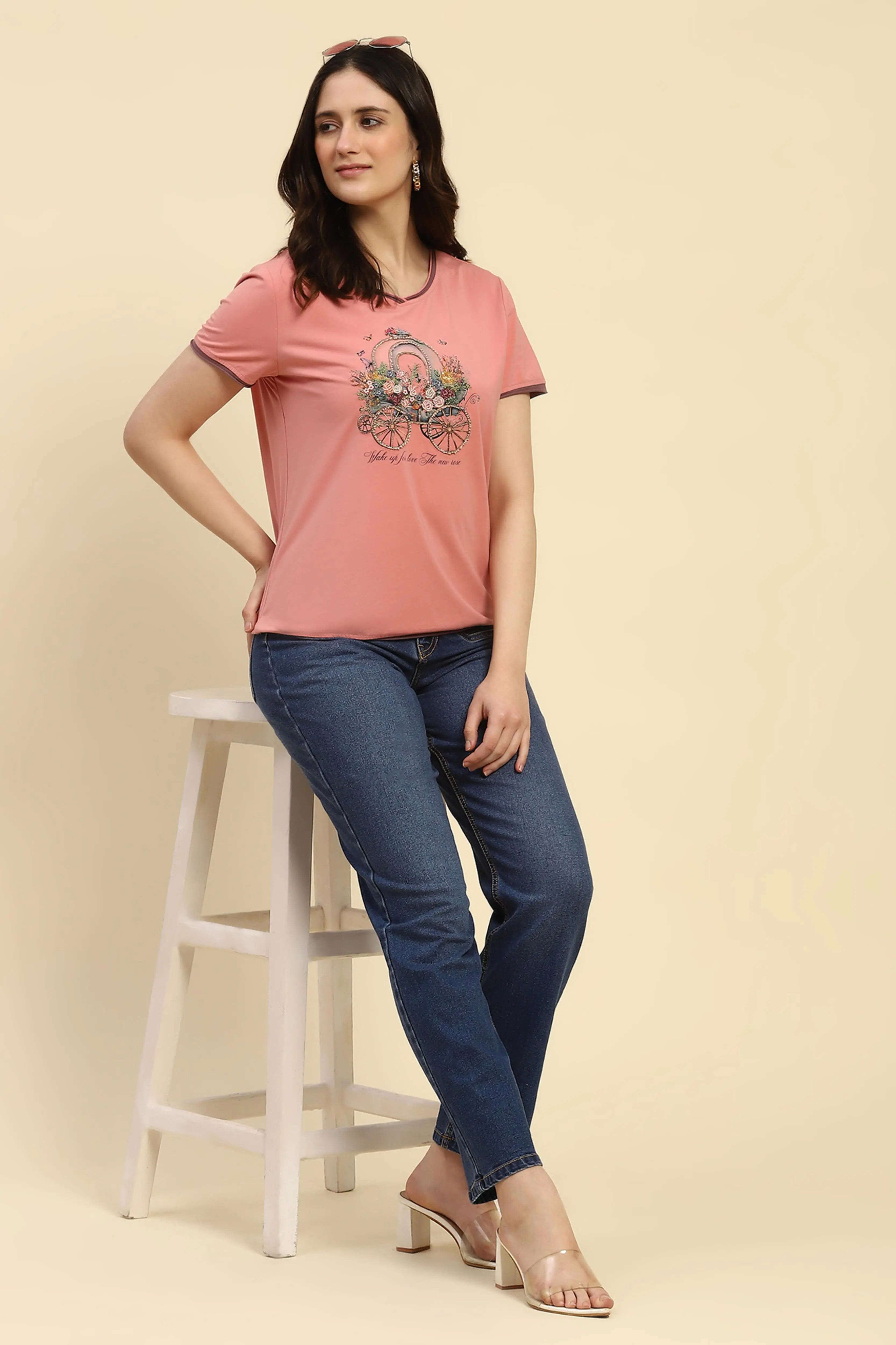 Pink Modal Embroidered Top - Global Republic