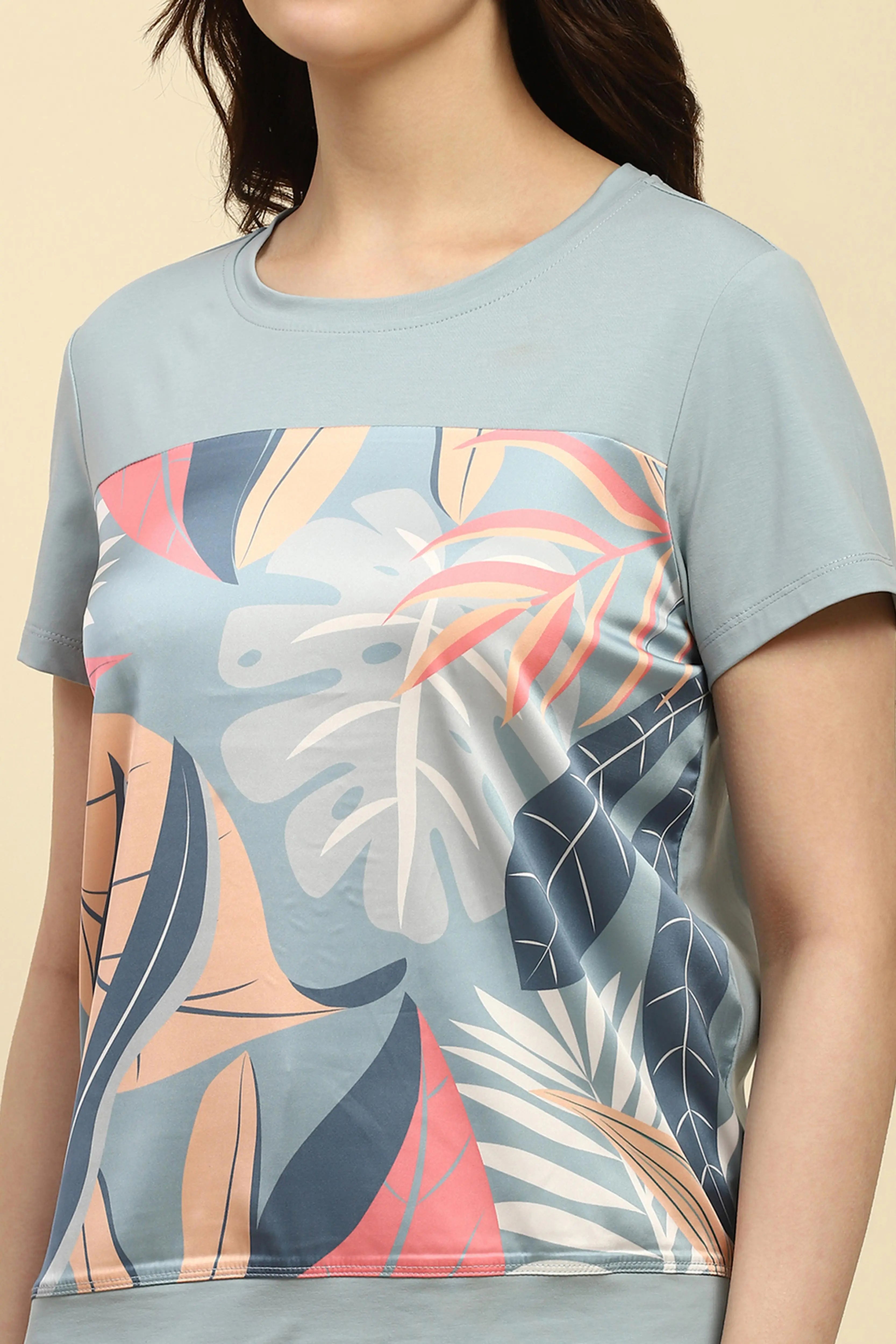 Blue Graphic Cotton Blend Top - Global Republic