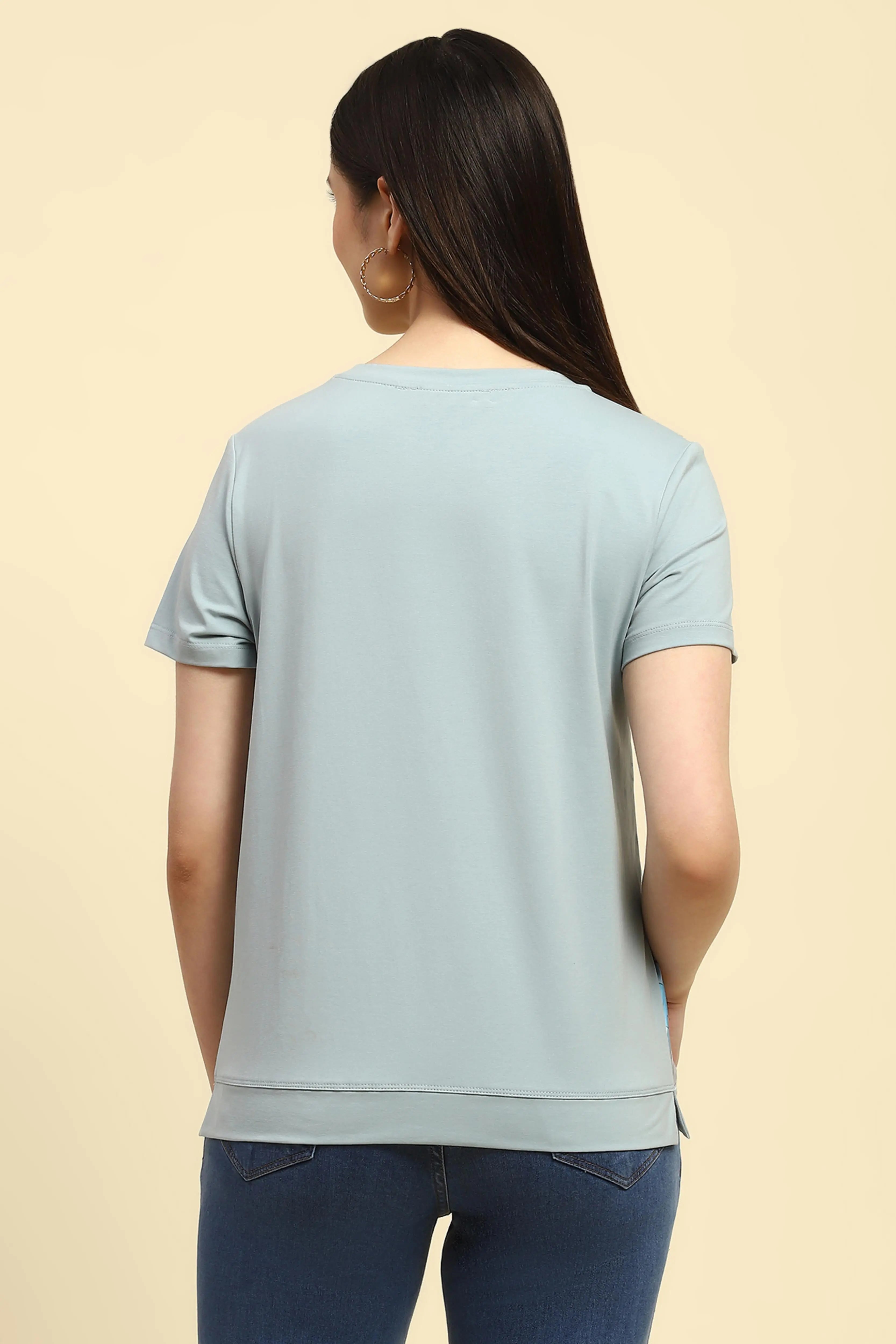 Dusty Blue Graphic Cotton Top - Global Republic