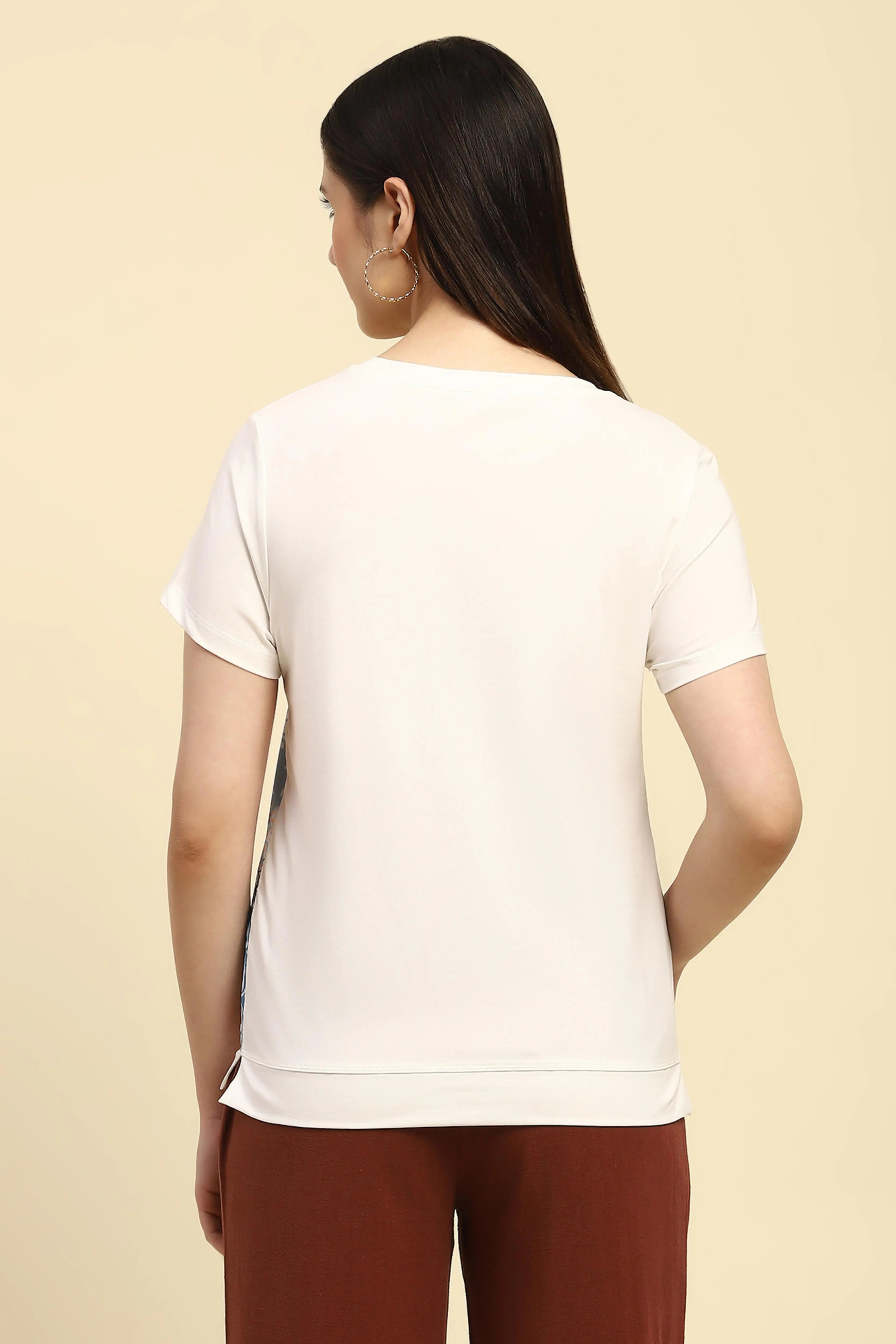 White Graphic Print Cotton Top - Global Republic