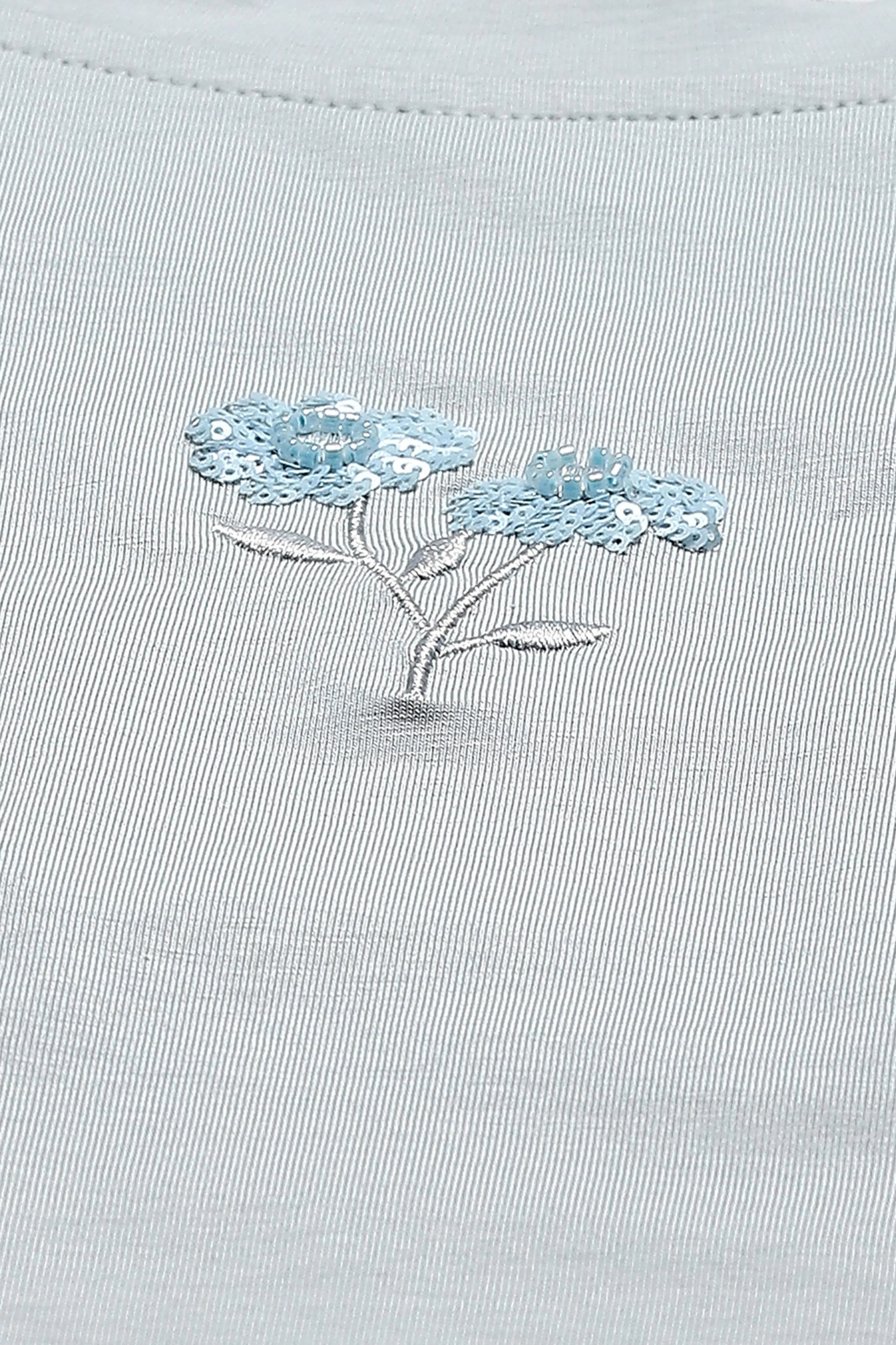 Dusty Blue Cotton Embroidered Top - Global Republic