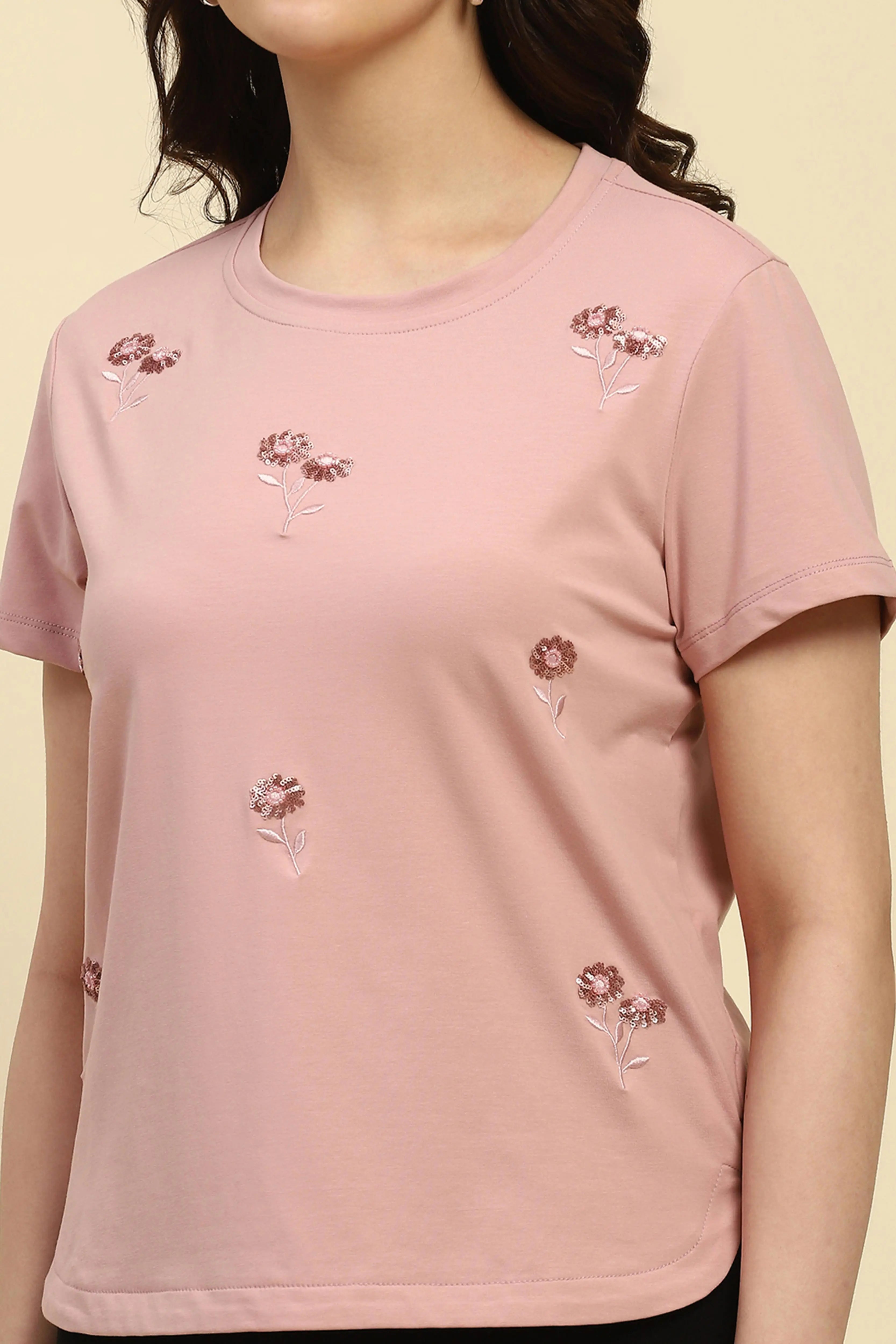 Dusty Pink Embroidered Cotton Top - Global Republic