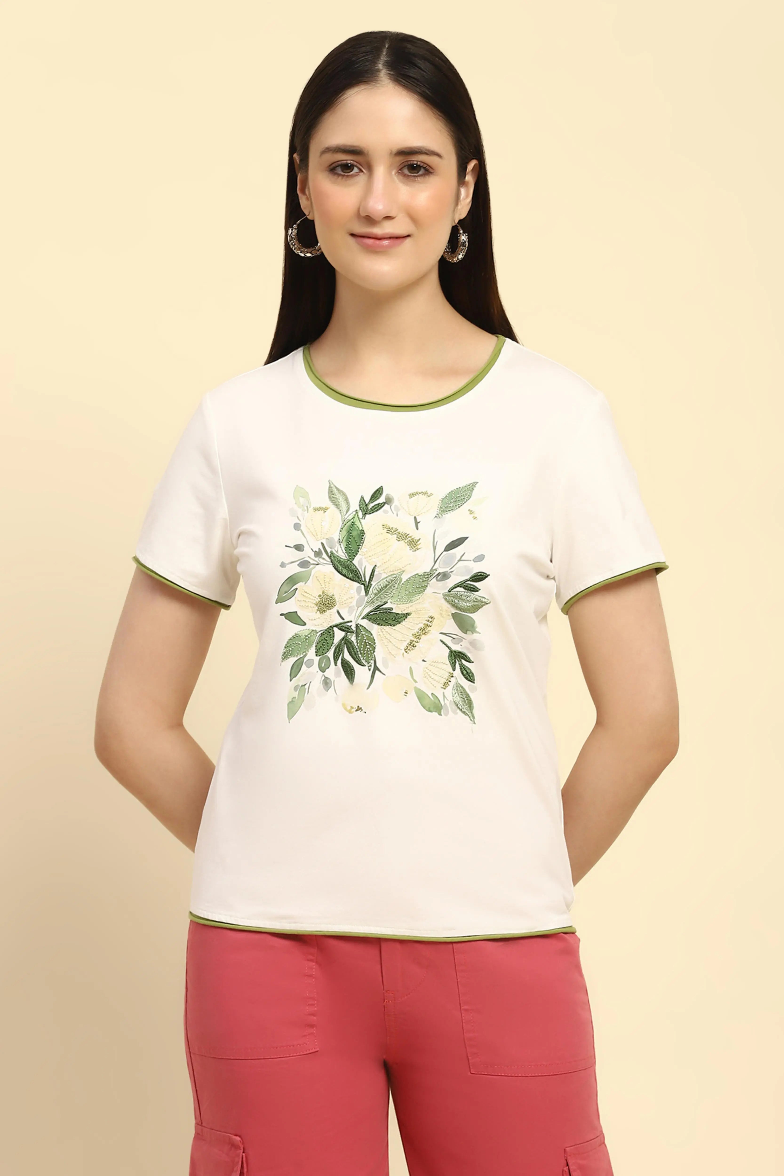 Cream Embroidered Cotton Top - Global Republic