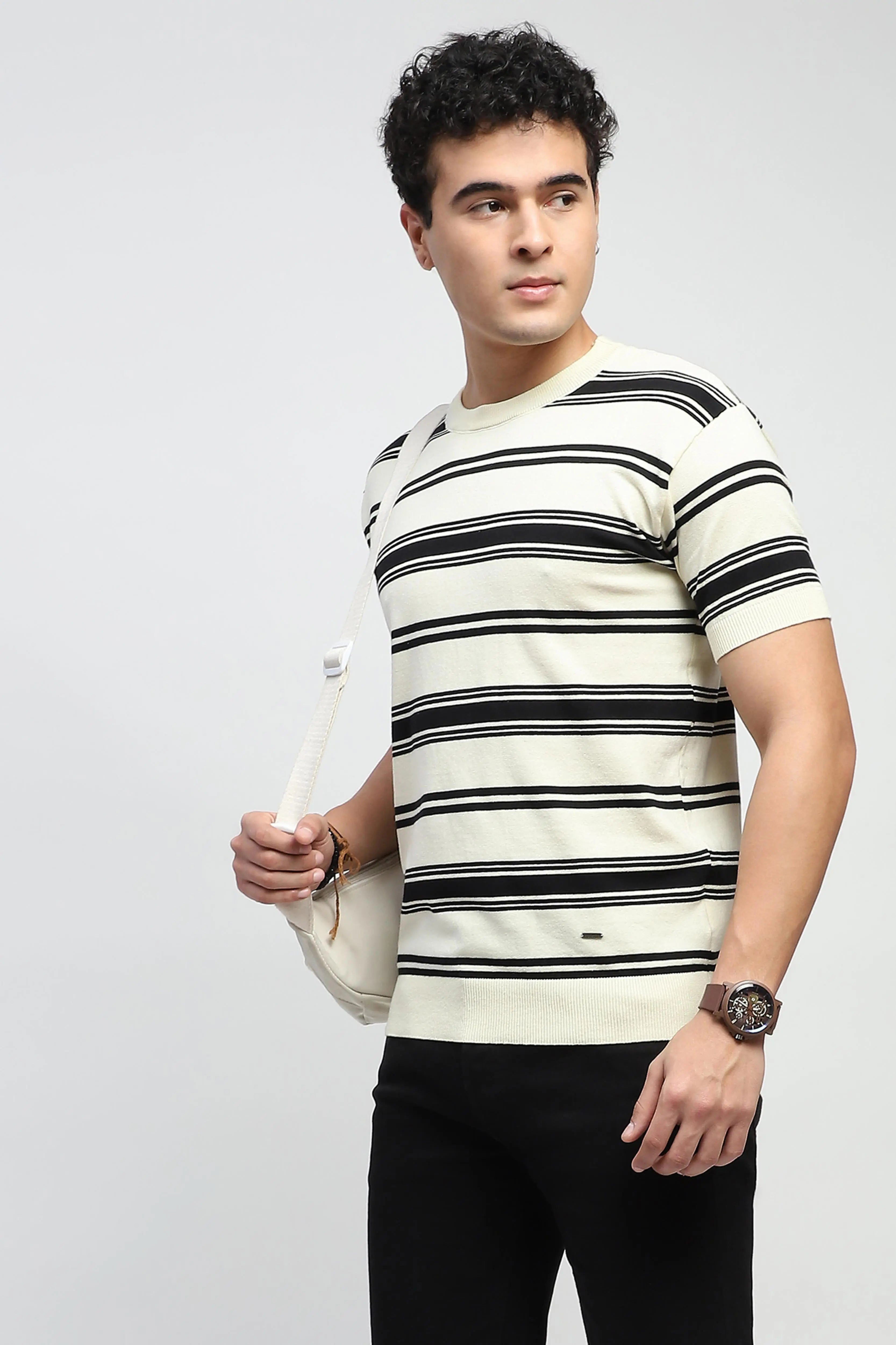 Striped Knitted Cotton T-Shirt - Global Republic
