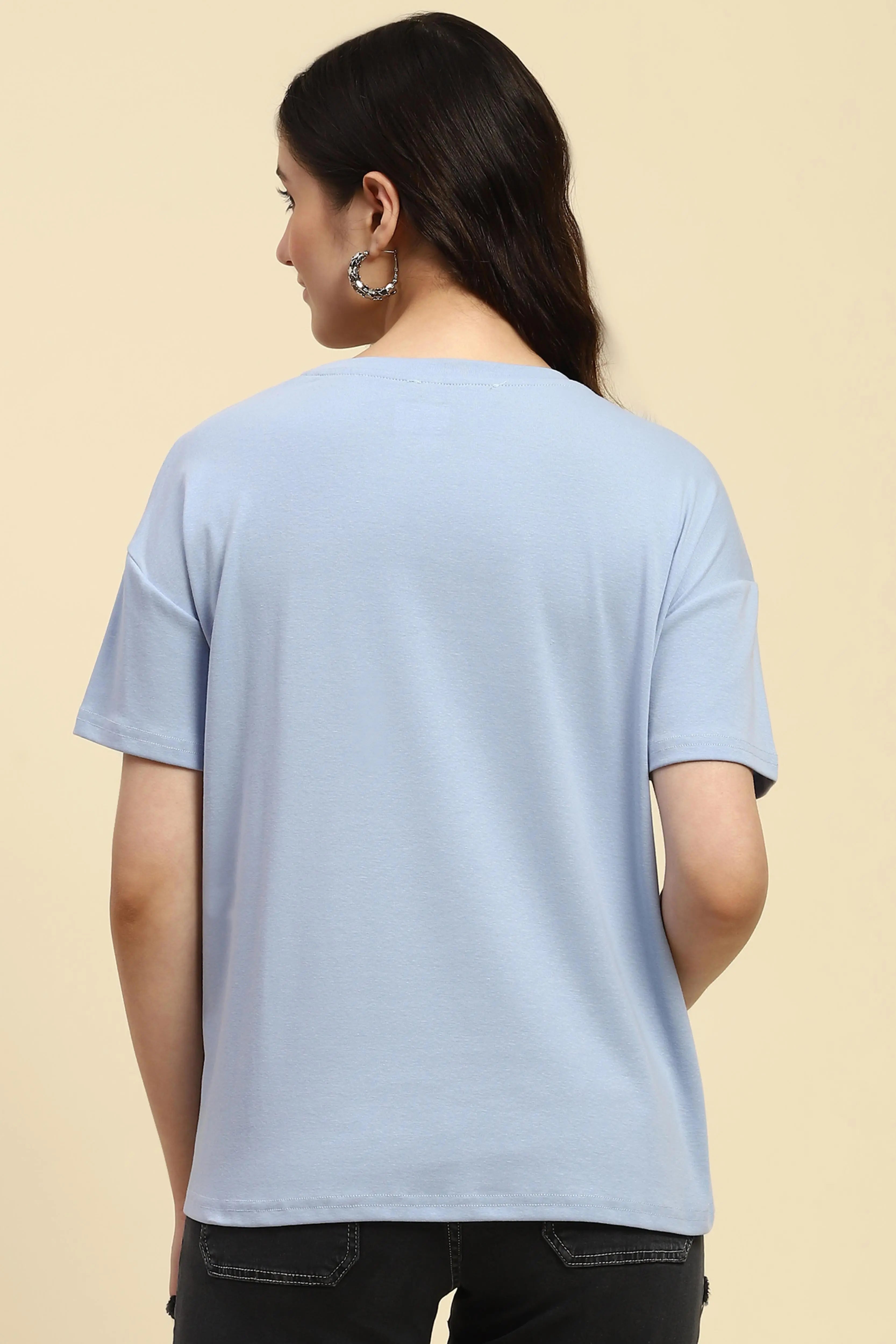 Blue Embroidered Cotton Loose Top - Global Republic