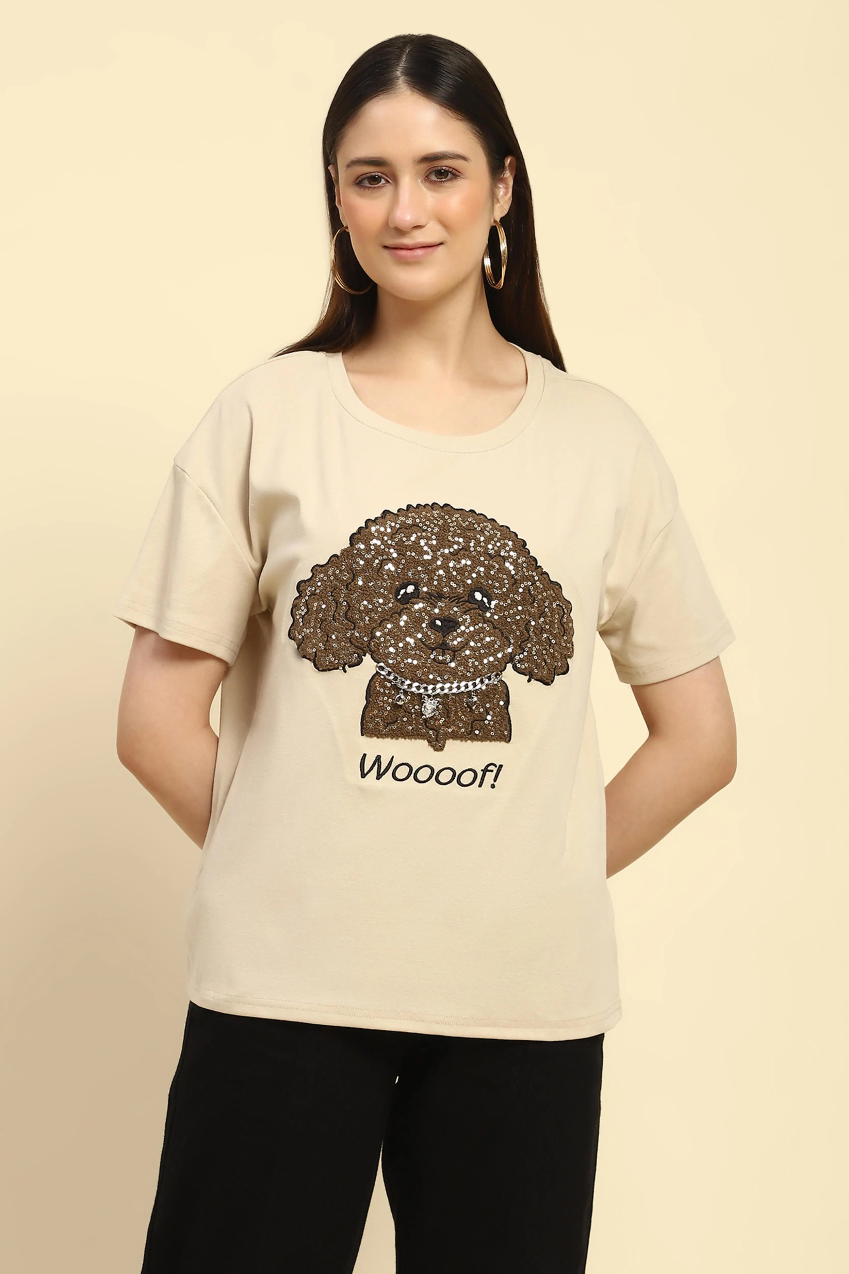 Beige Embroidered Cotton Loose Fit Top - Global Republic