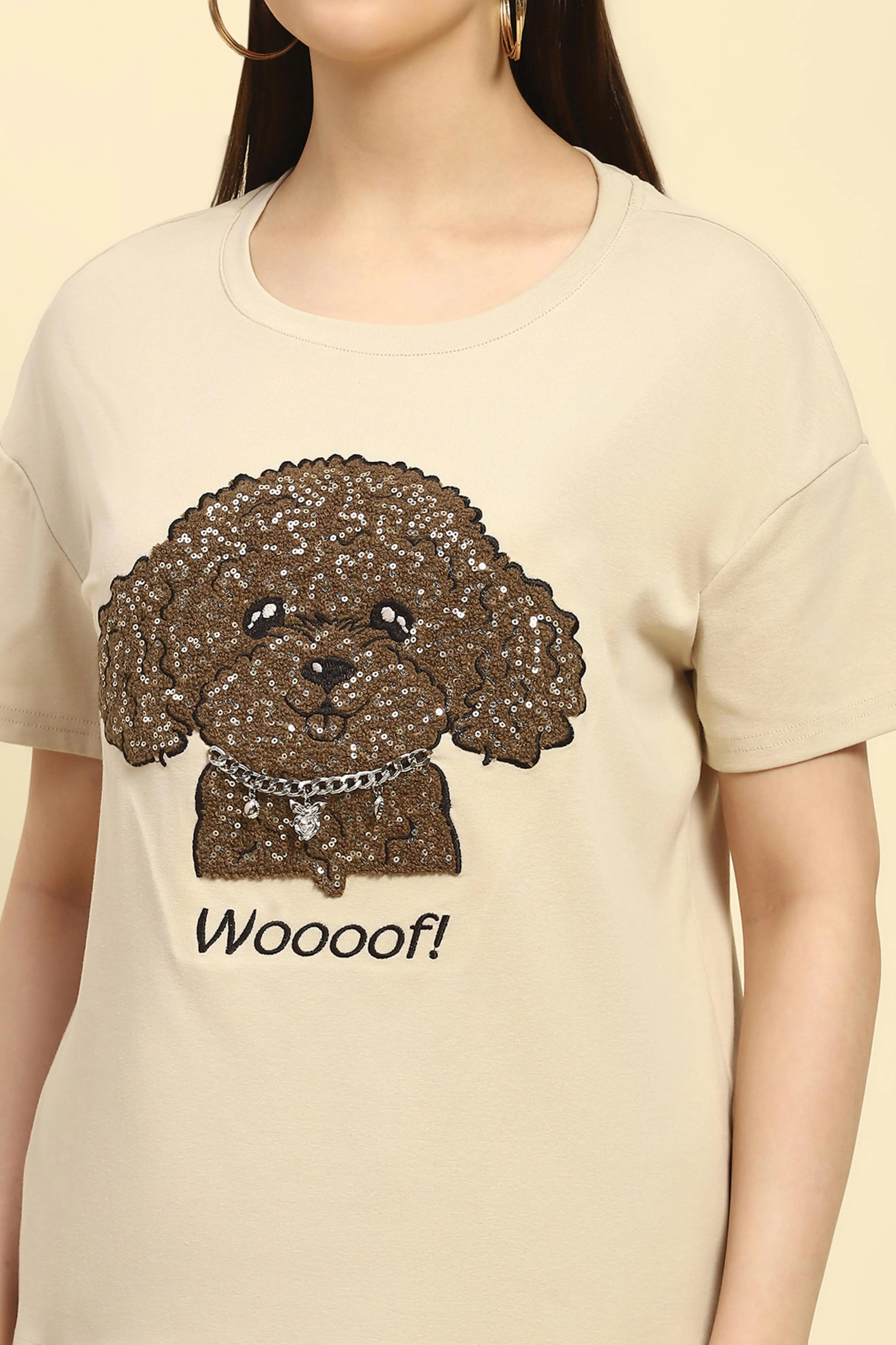 Beige Embroidered Cotton Loose Fit Top - Global Republic