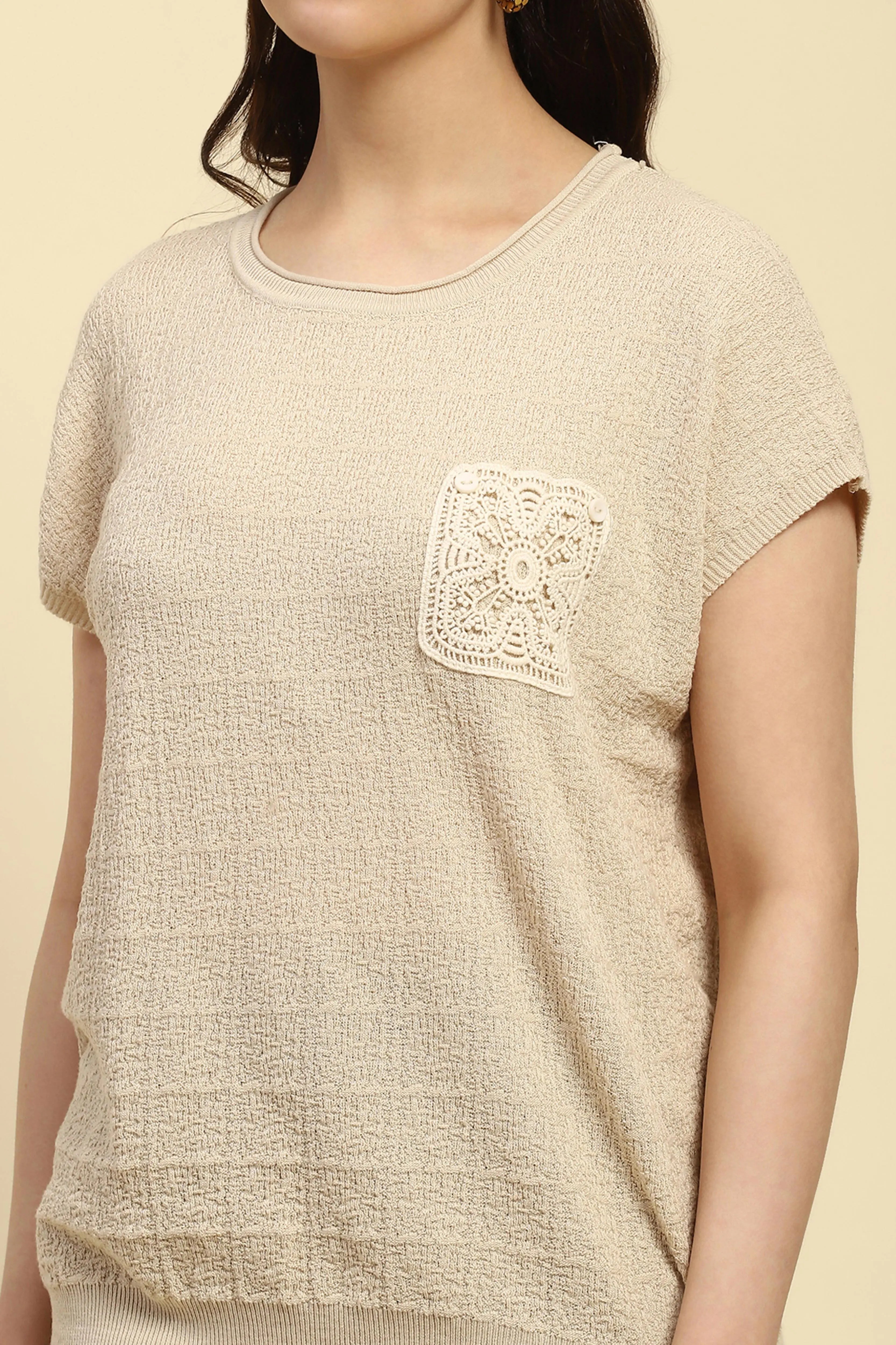 Natural Textured Viscose Boxy Top - Global Republic