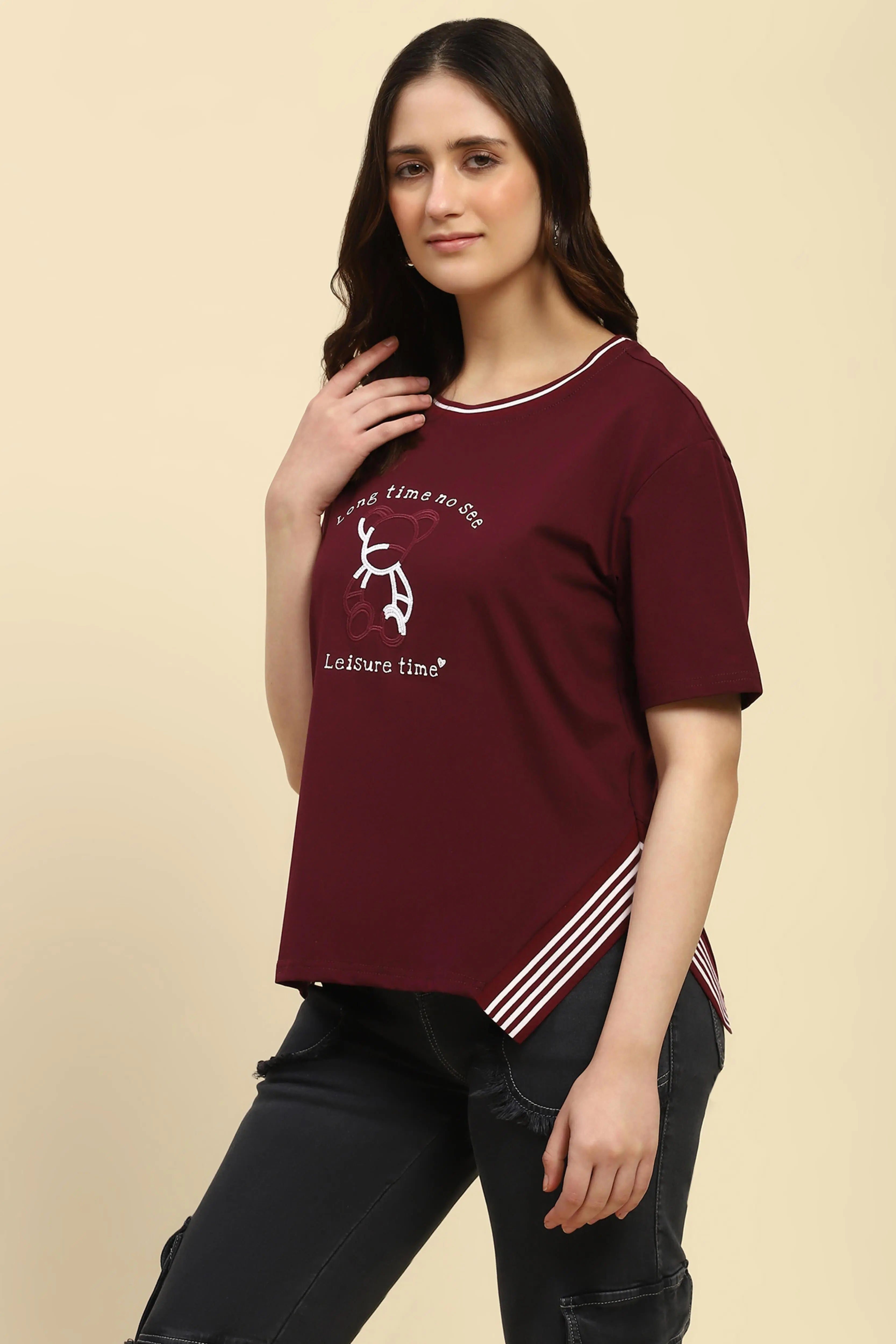 Wine Embroidered Cotton Top - Global Republic