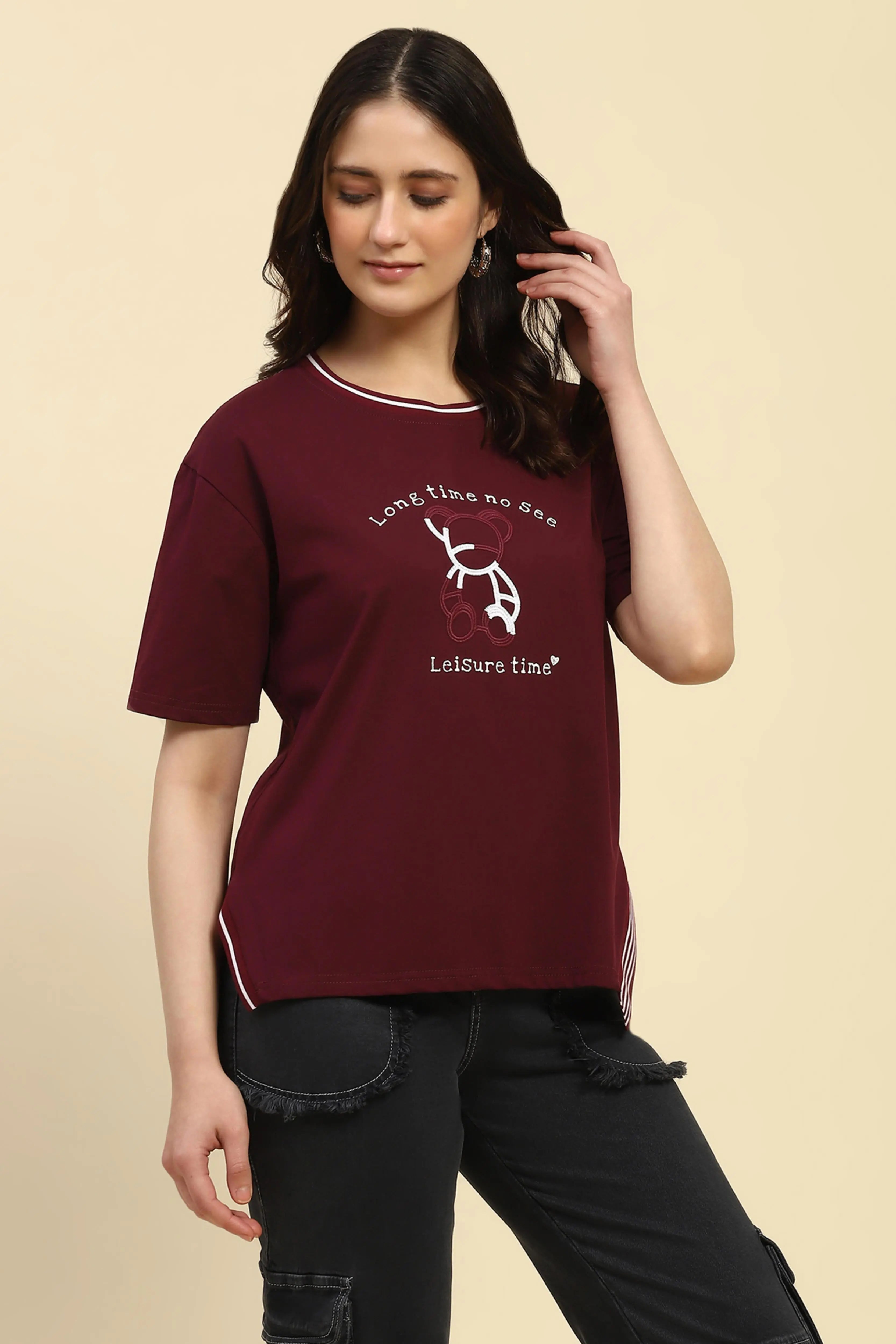 Wine Embroidered Cotton Top - Global Republic