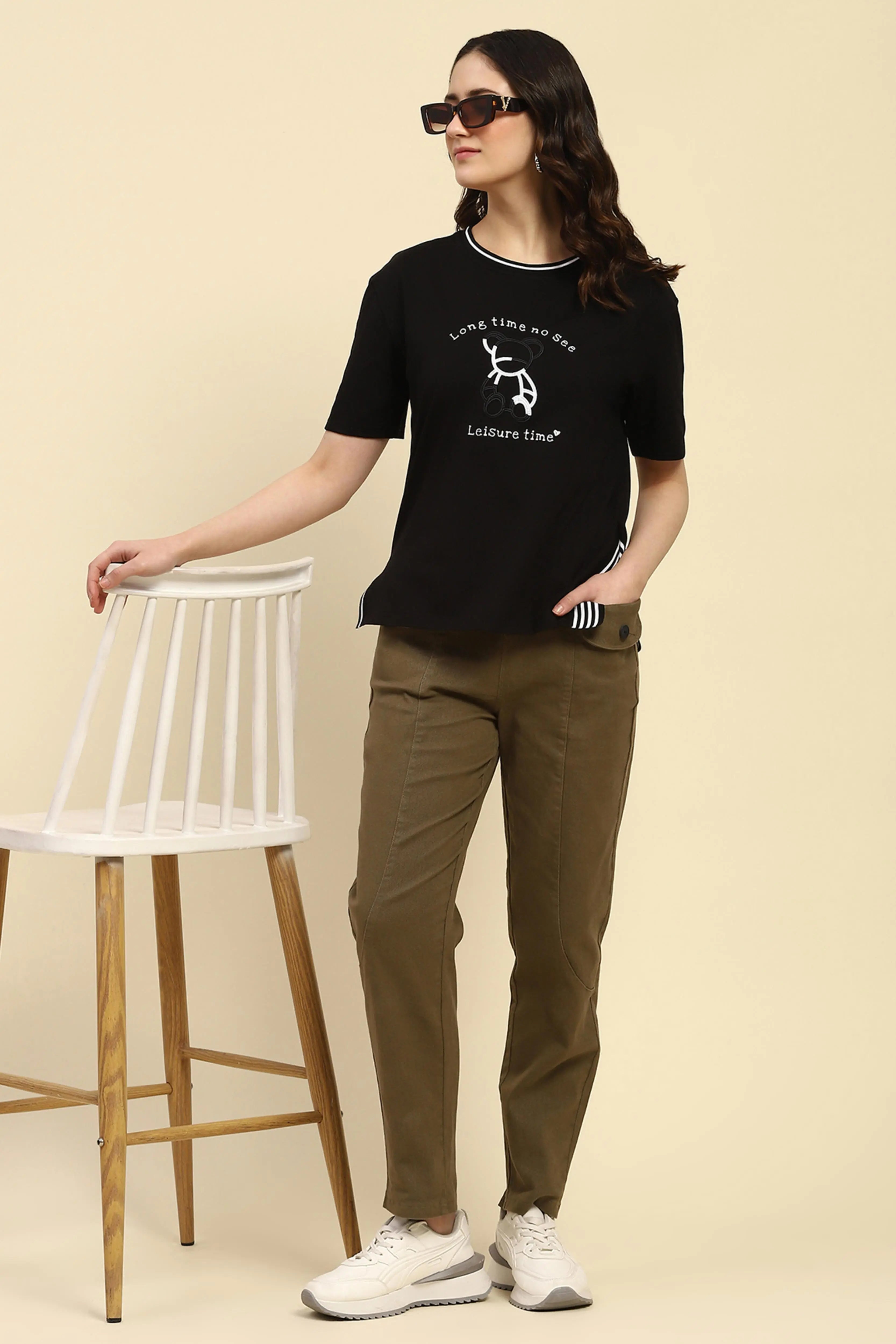 Black Embroidered Cotton Top - Global Republic