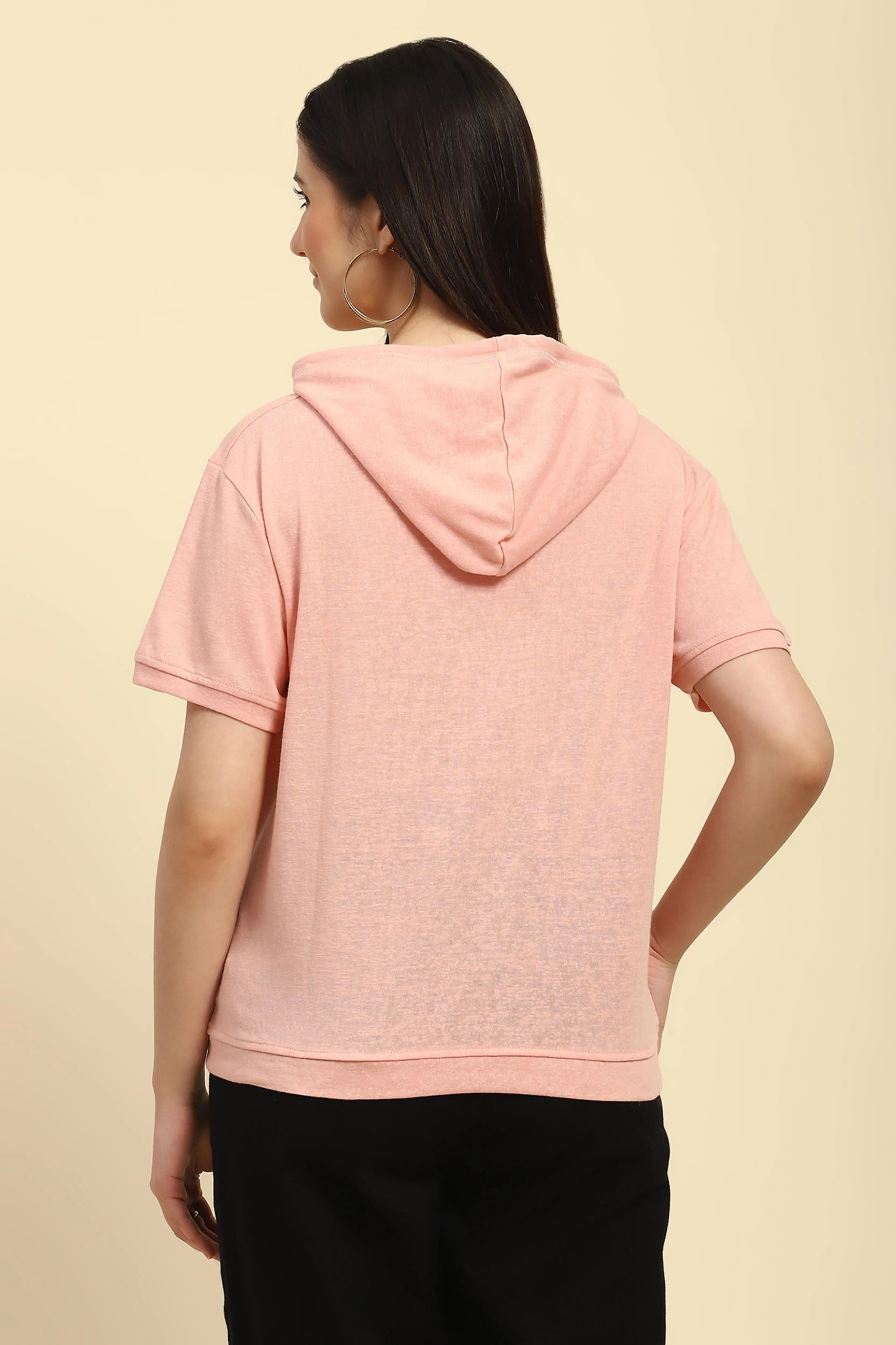 Pink Solid Cotton Blend Relaxed Fit Top - Global Republic