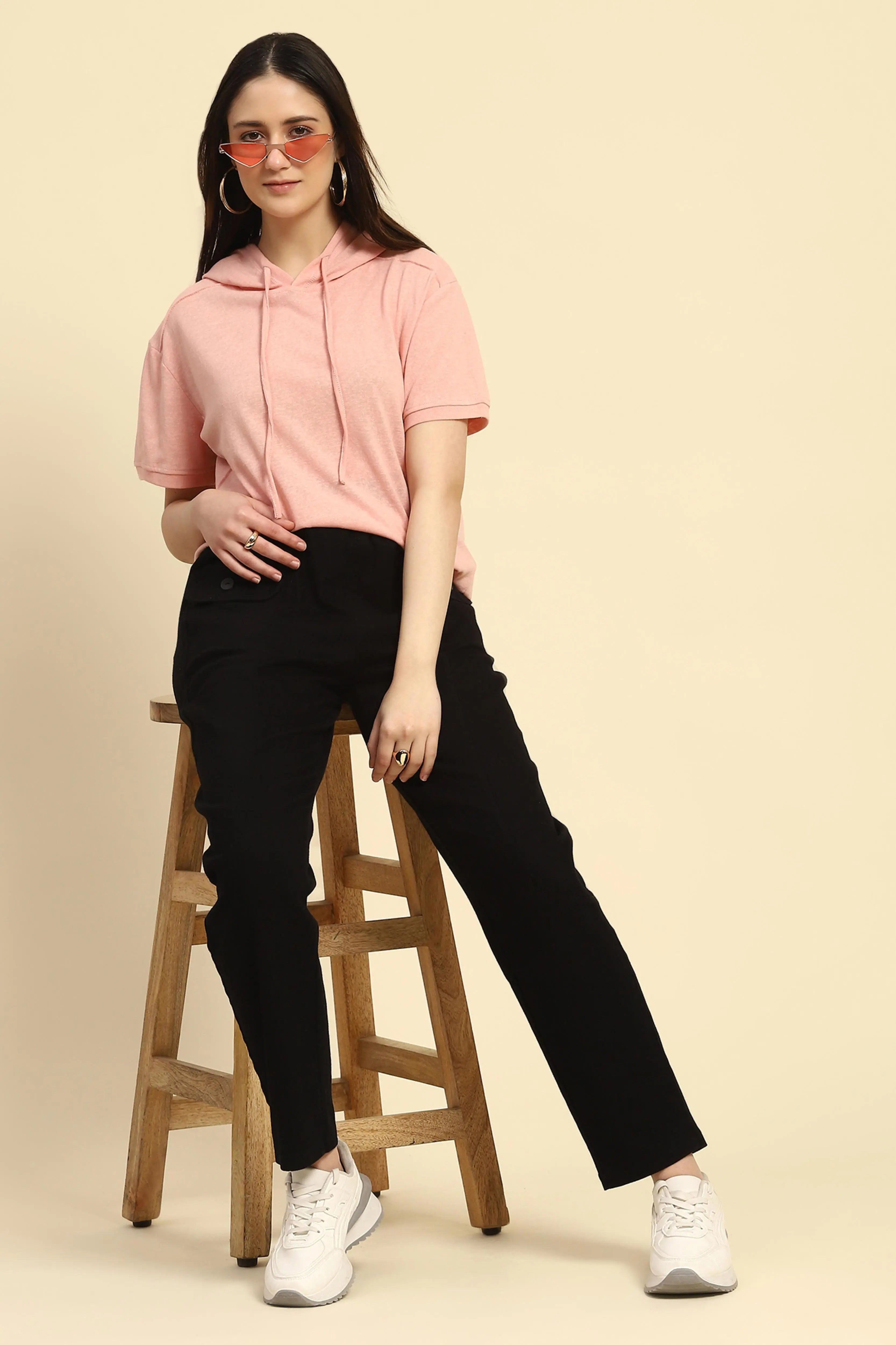 Pink Solid Cotton Blend Relaxed Fit Top - Global Republic