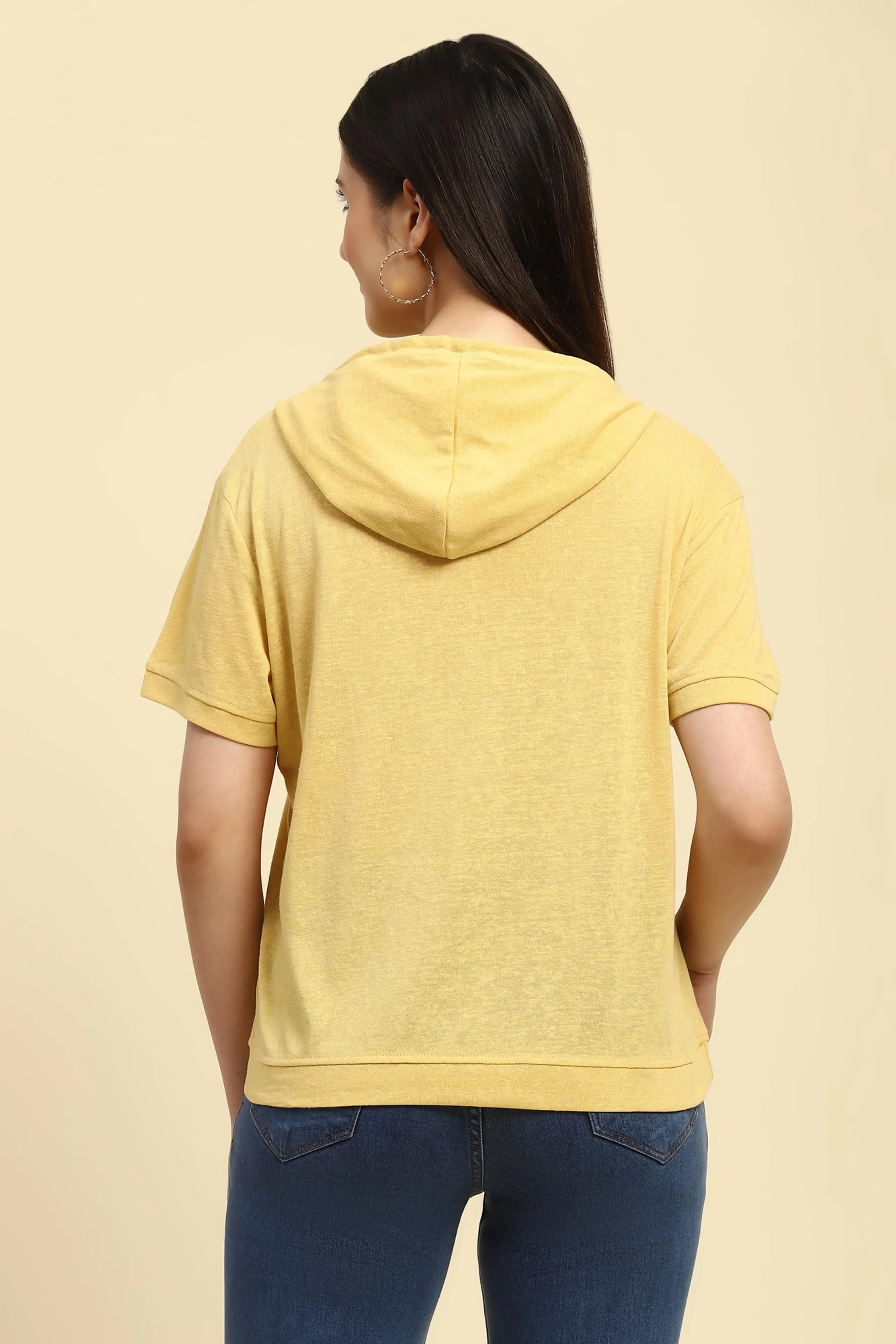 Yellow Cotton Blend Relaxed Top - Global Republic