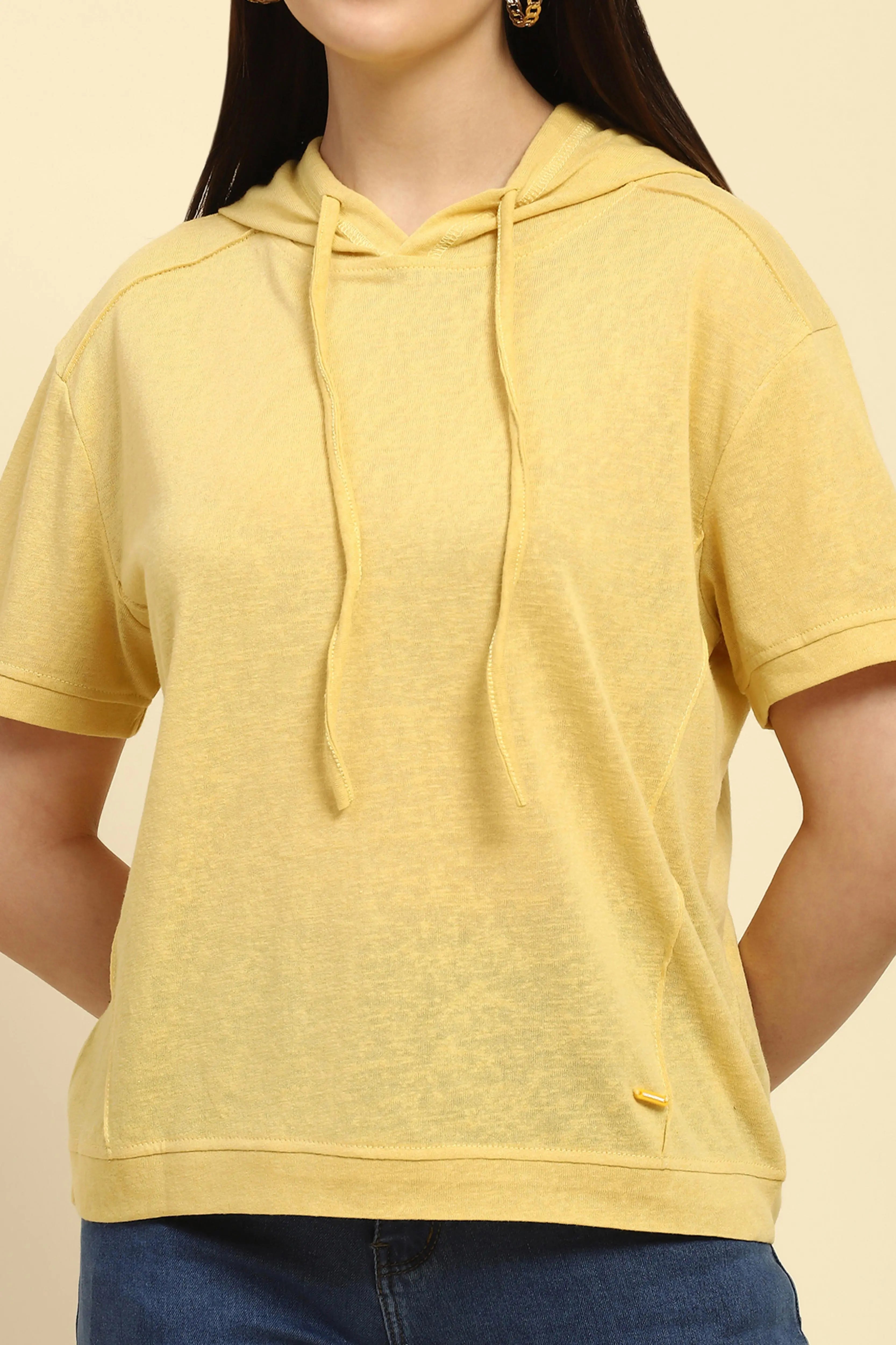 Yellow Cotton Blend Relaxed Top - Global Republic