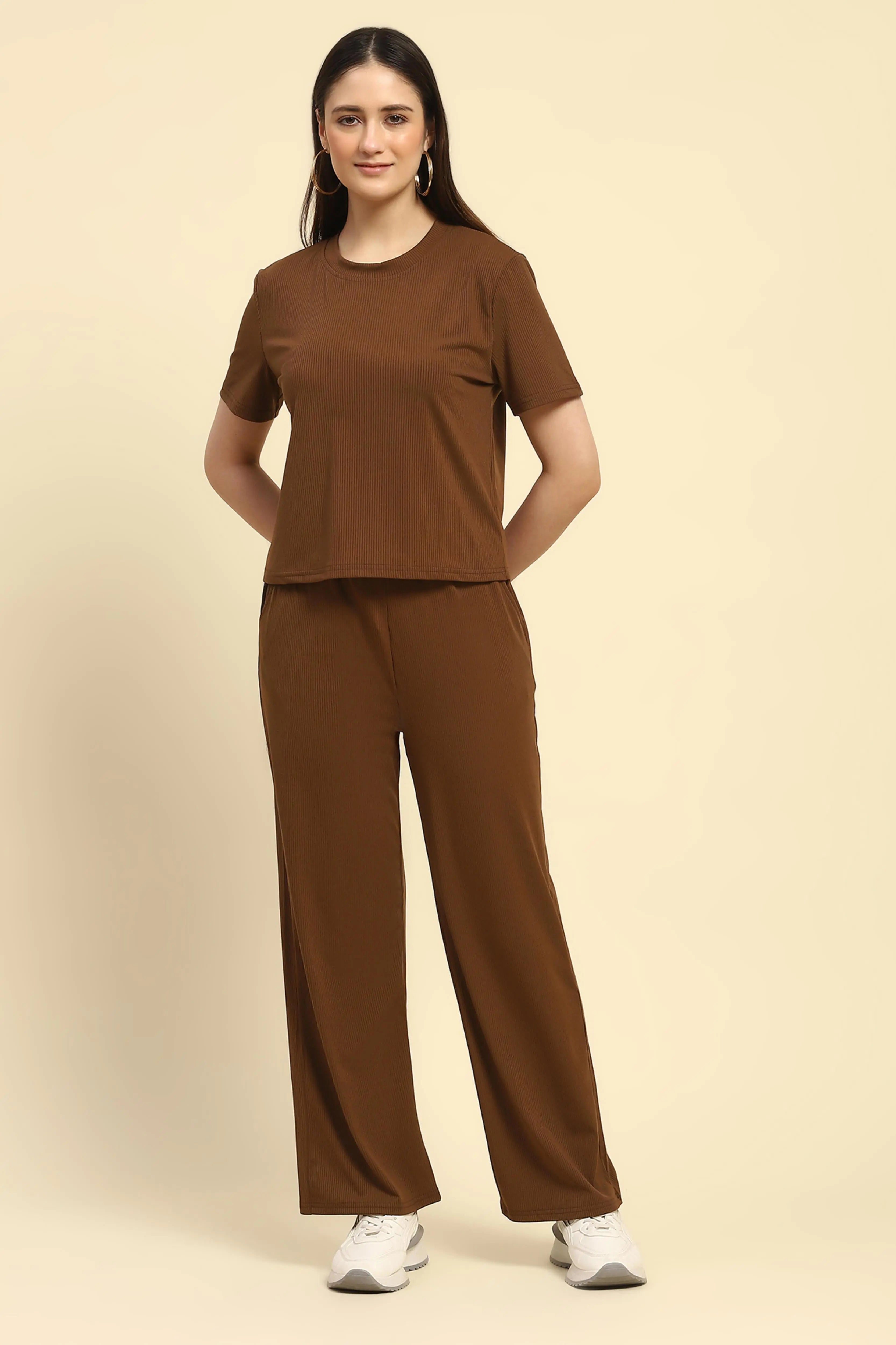 Brown Striped  Co-ord Set - Global Republic