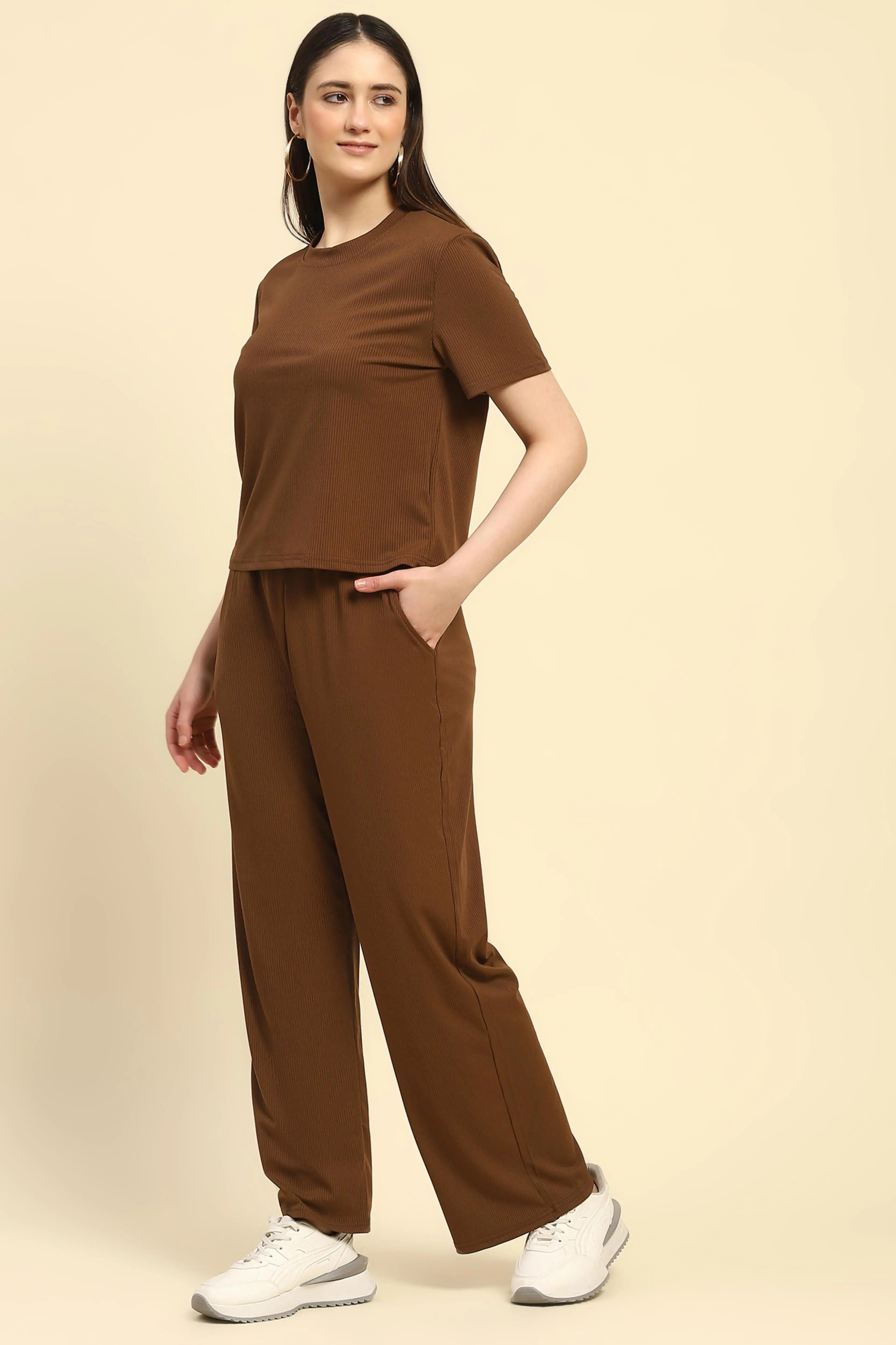 Brown Striped  Co-ord Set - Global Republic
