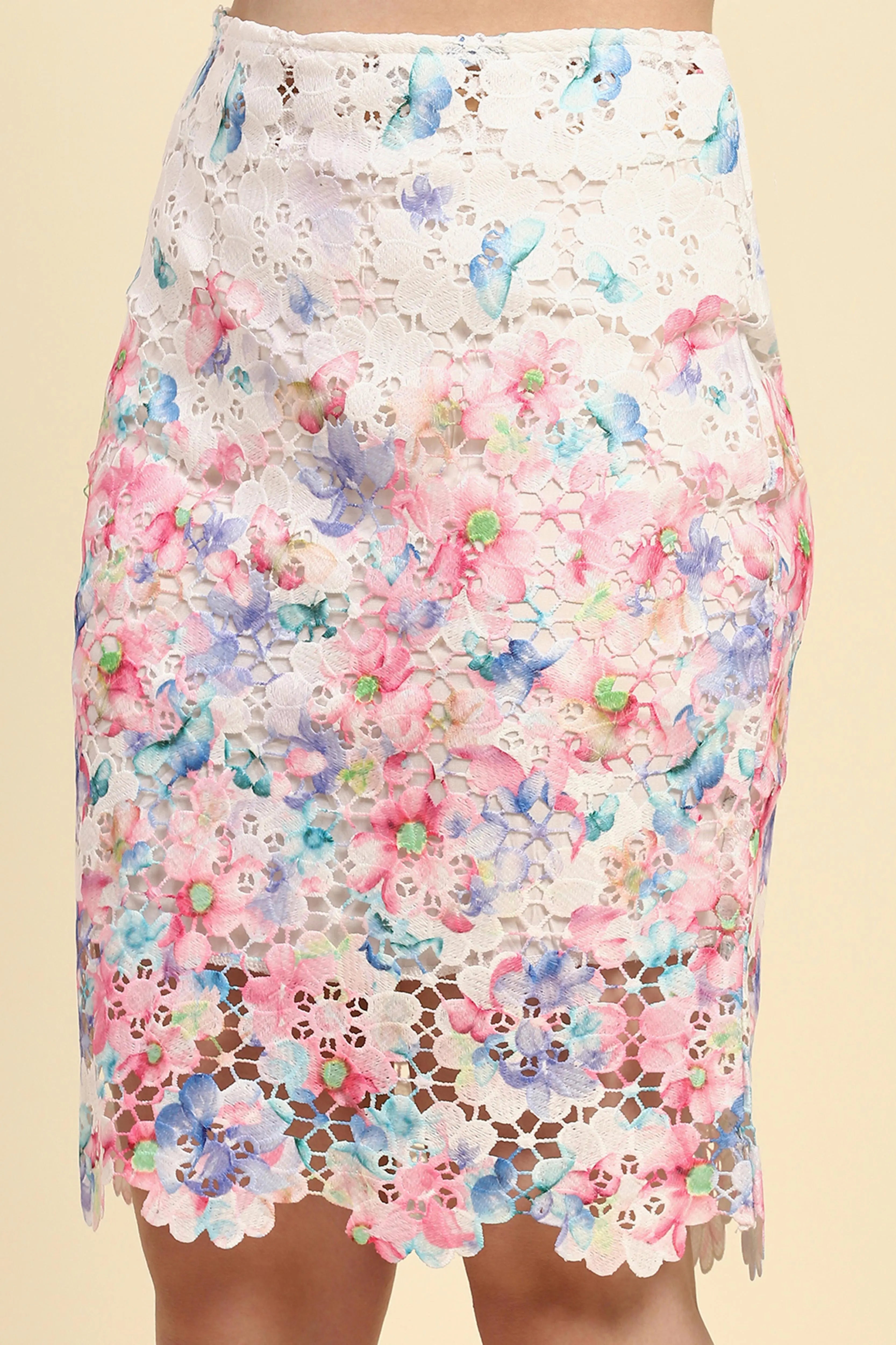 Multicolor Floral Lace Co-ord Set - Global Republic