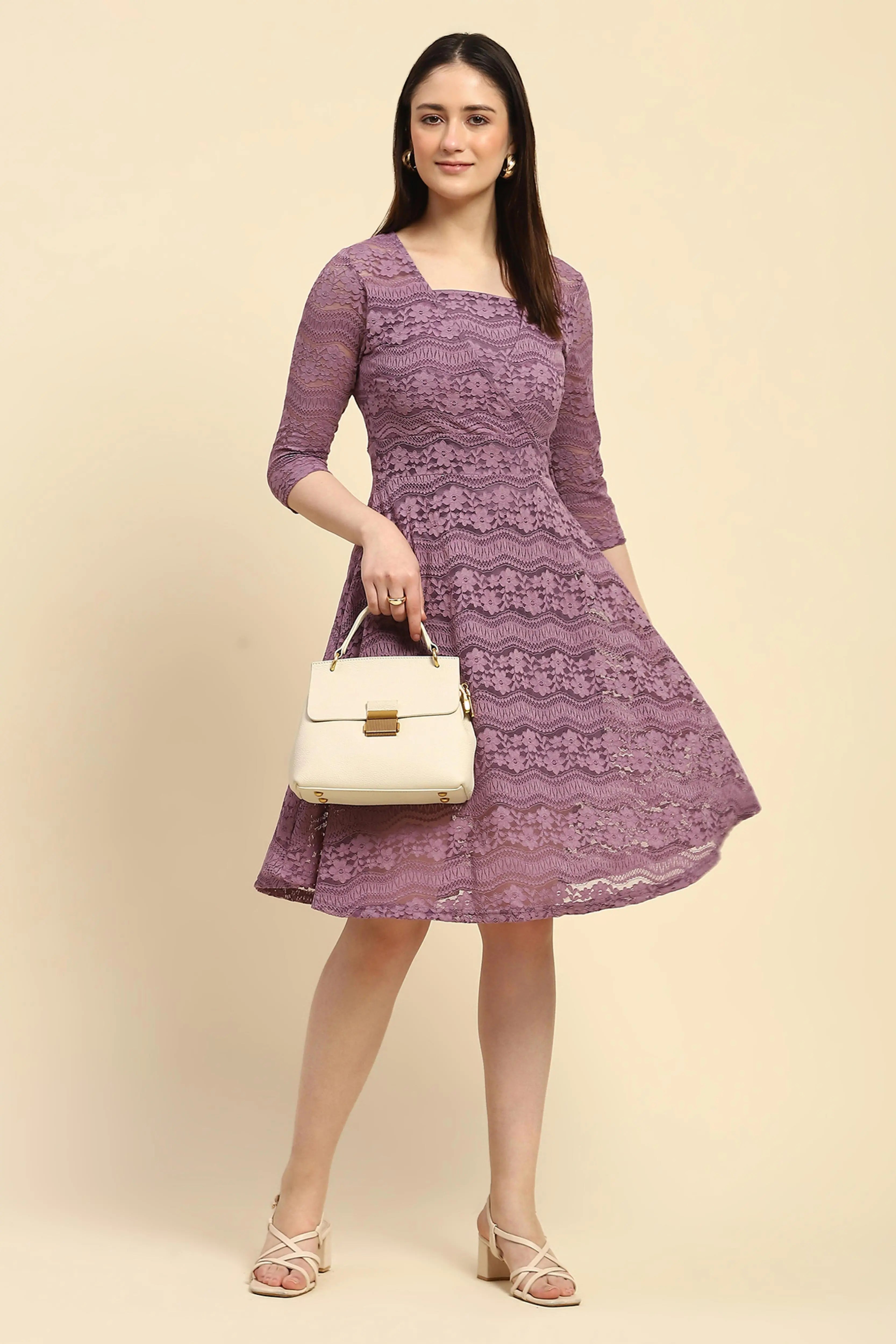 Lace Floral Fit & Flare Dress - Global Republic