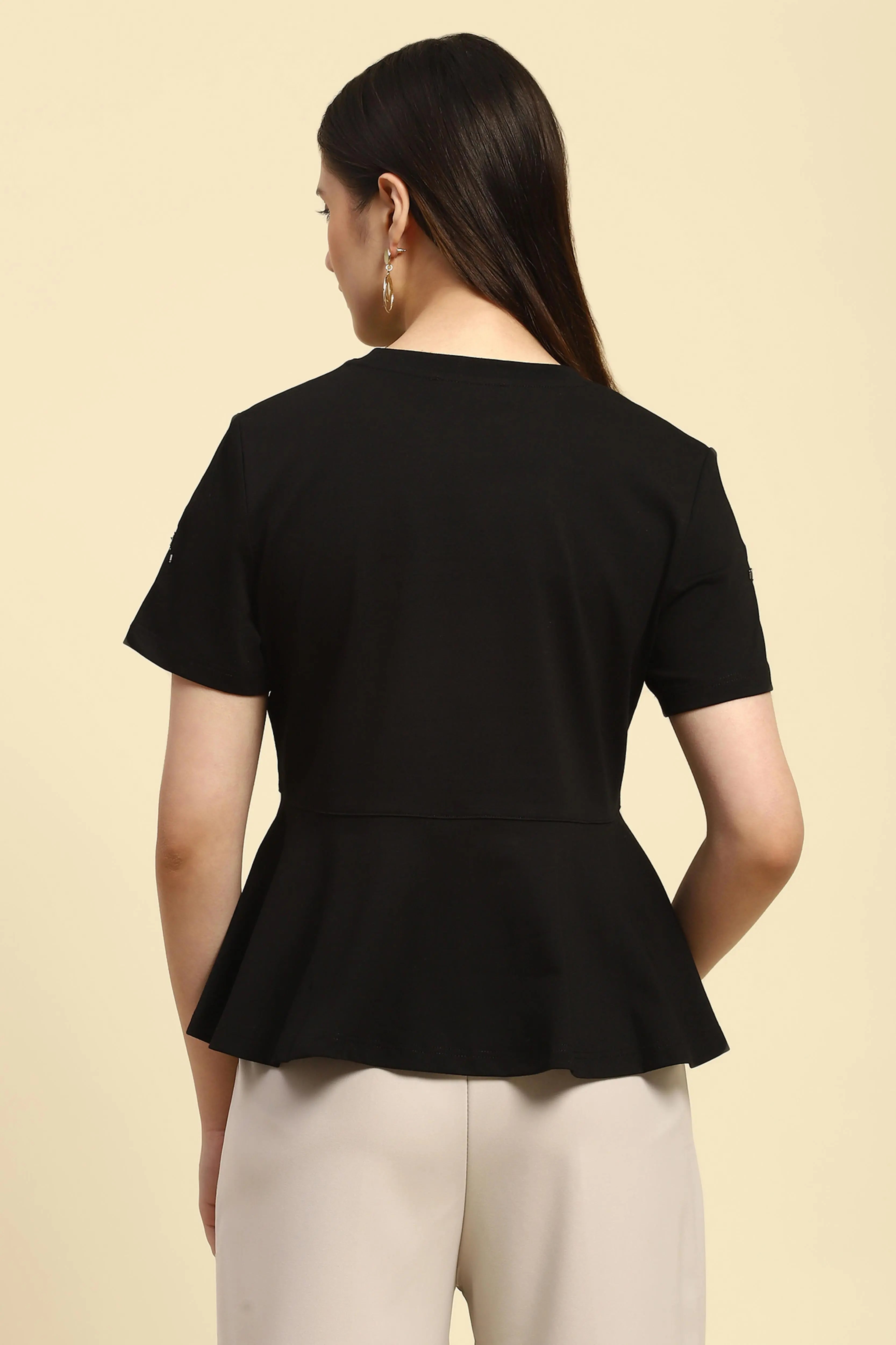 Black Applique UV Protection Top - Global Republic