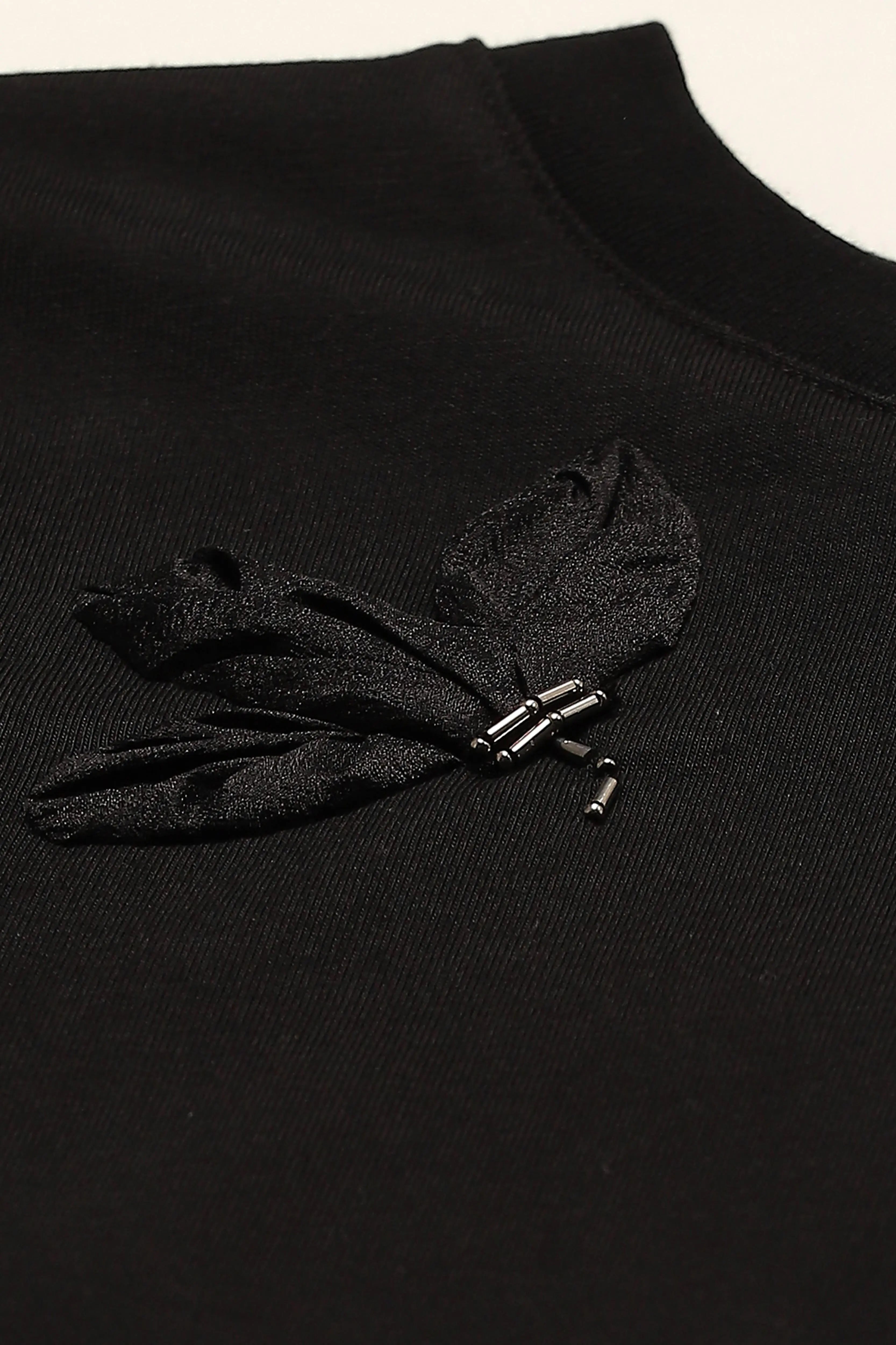 Black Applique UV Protection Top - Global Republic