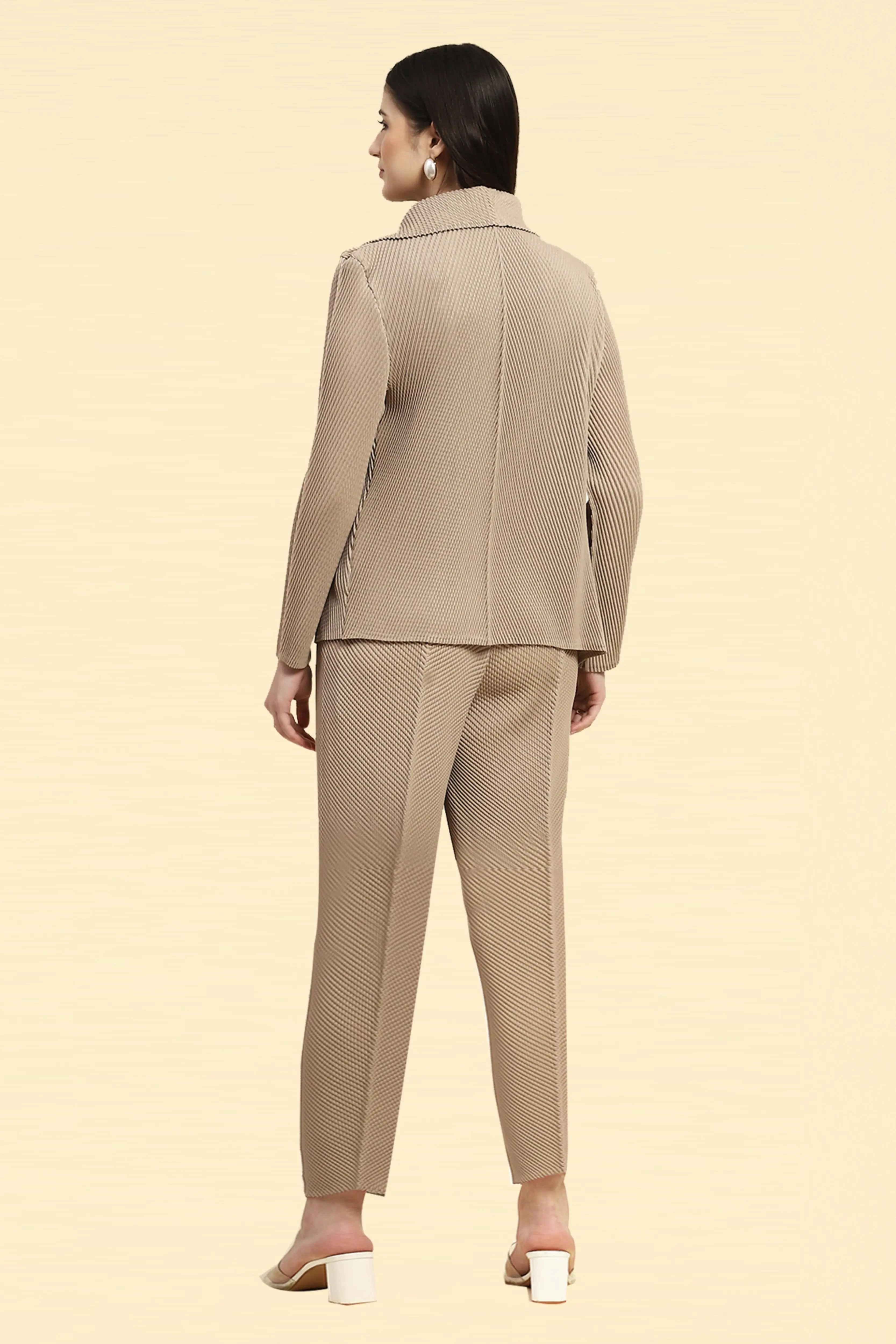 Beige Solid Co-ord Set - Global Republic