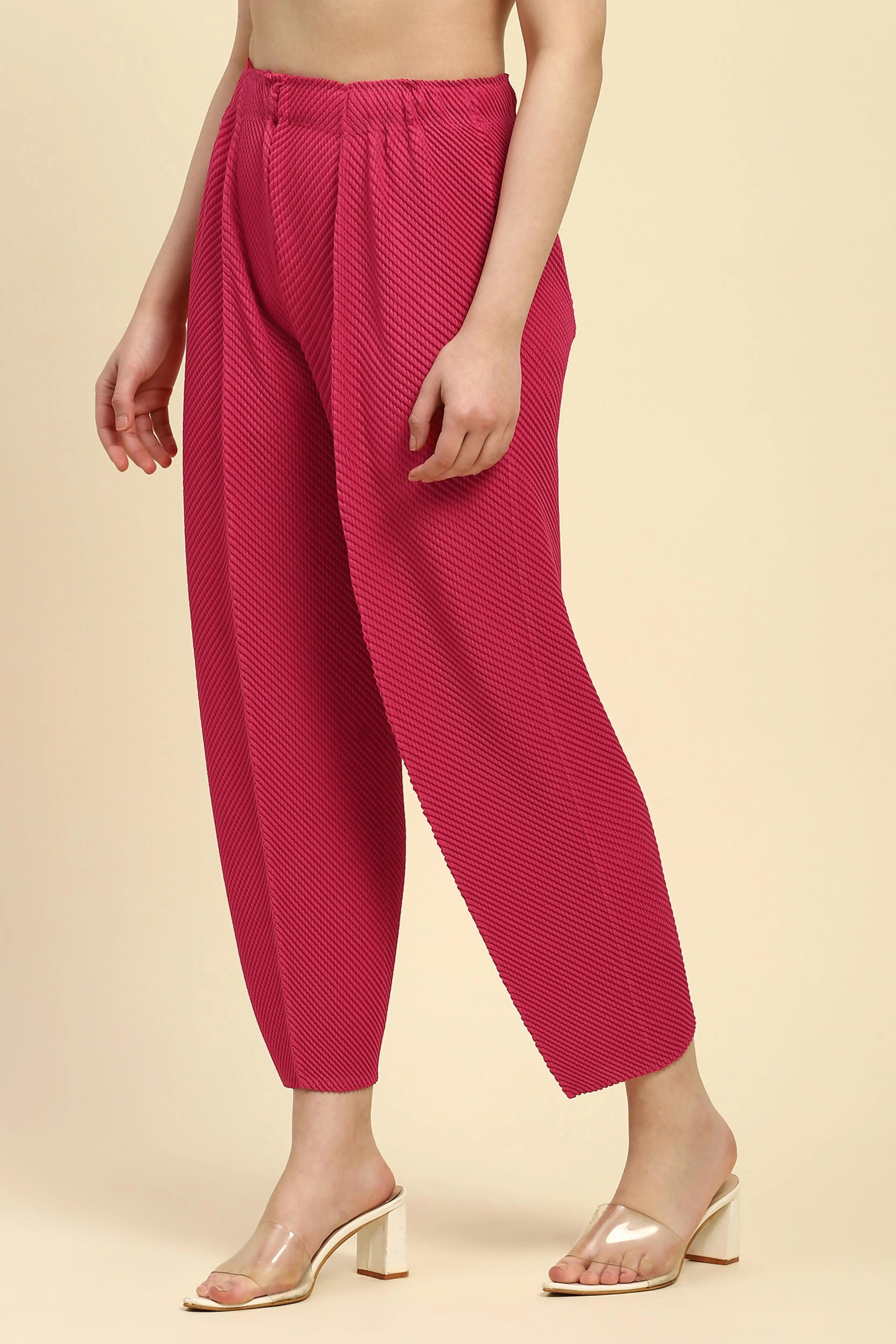 Hot Pink Pleated Loose Lower - Global Republic