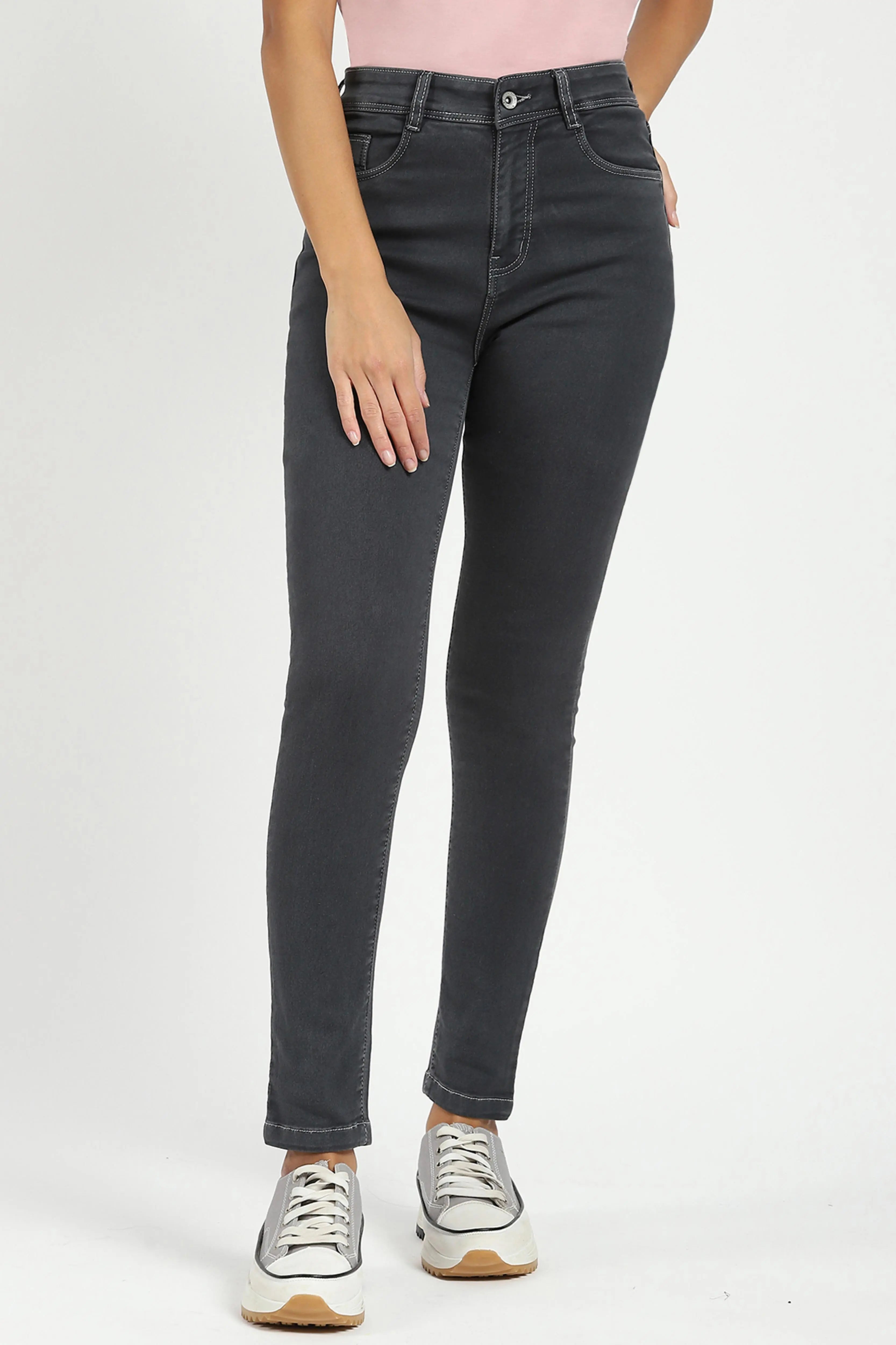 Dark Grey High Waist Slim Jeans - Global Republic