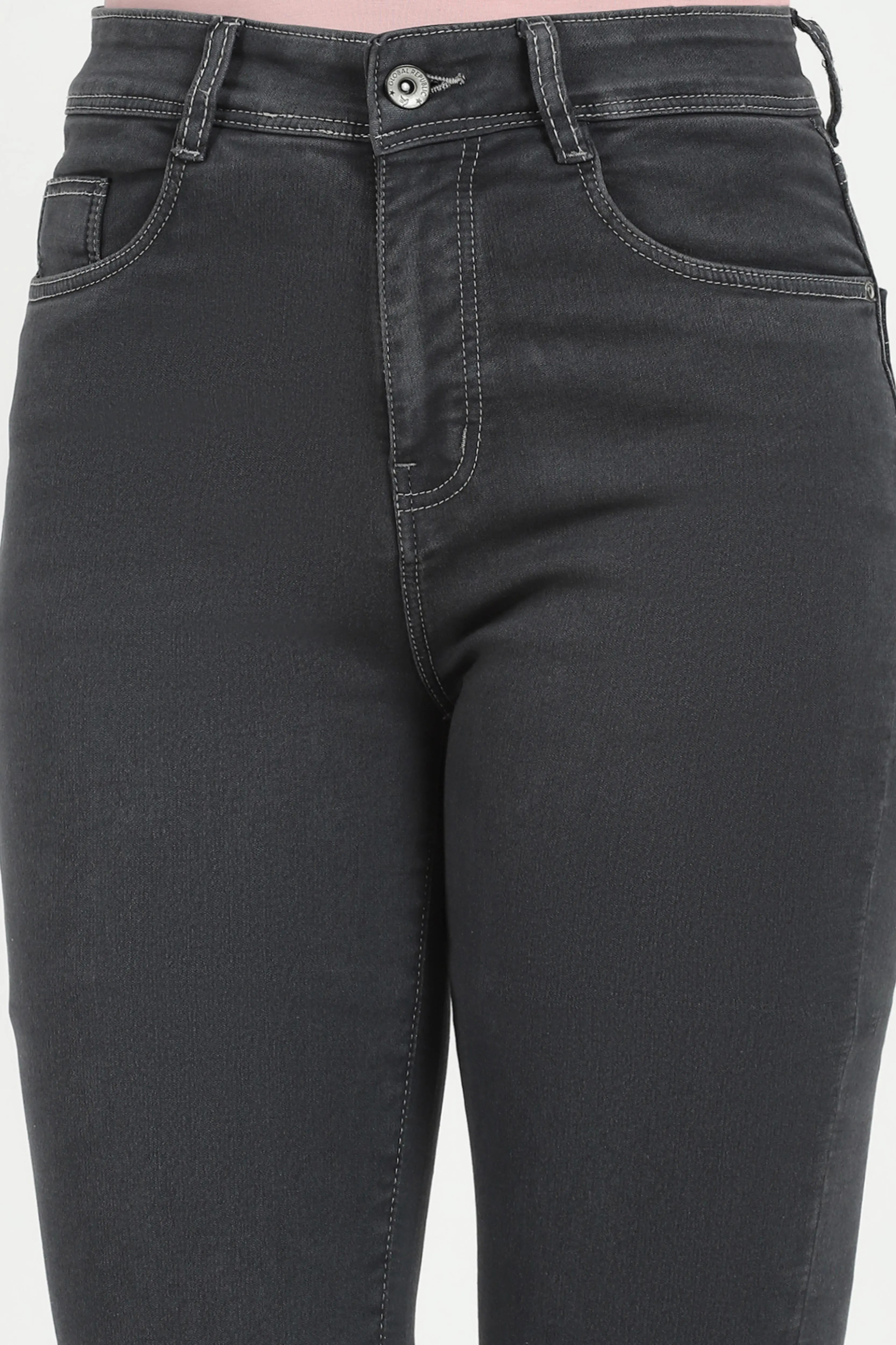 Dark Grey High Waist Slim Jeans - Global Republic