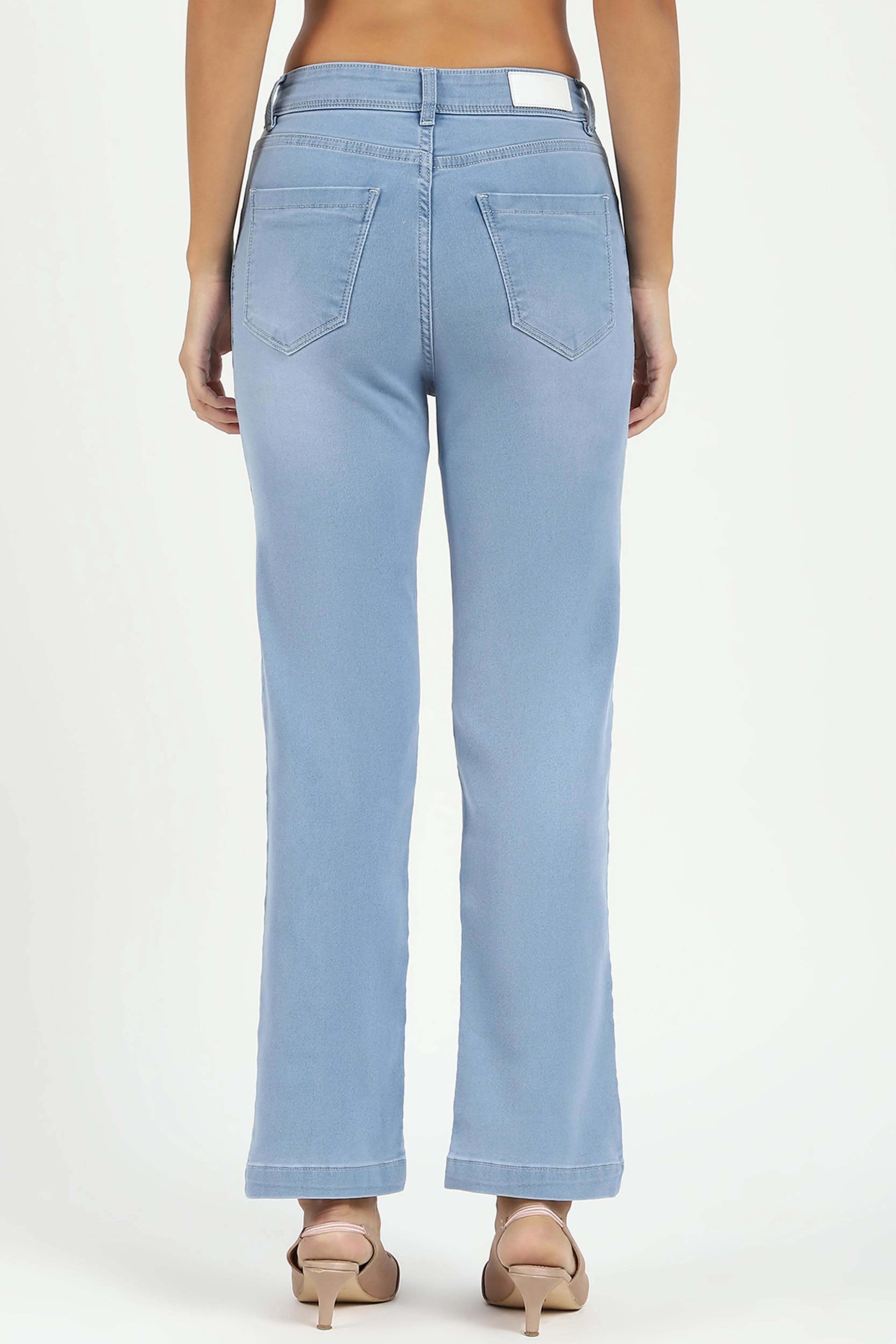 Blue High Waist Straight Jeans - Global Republic