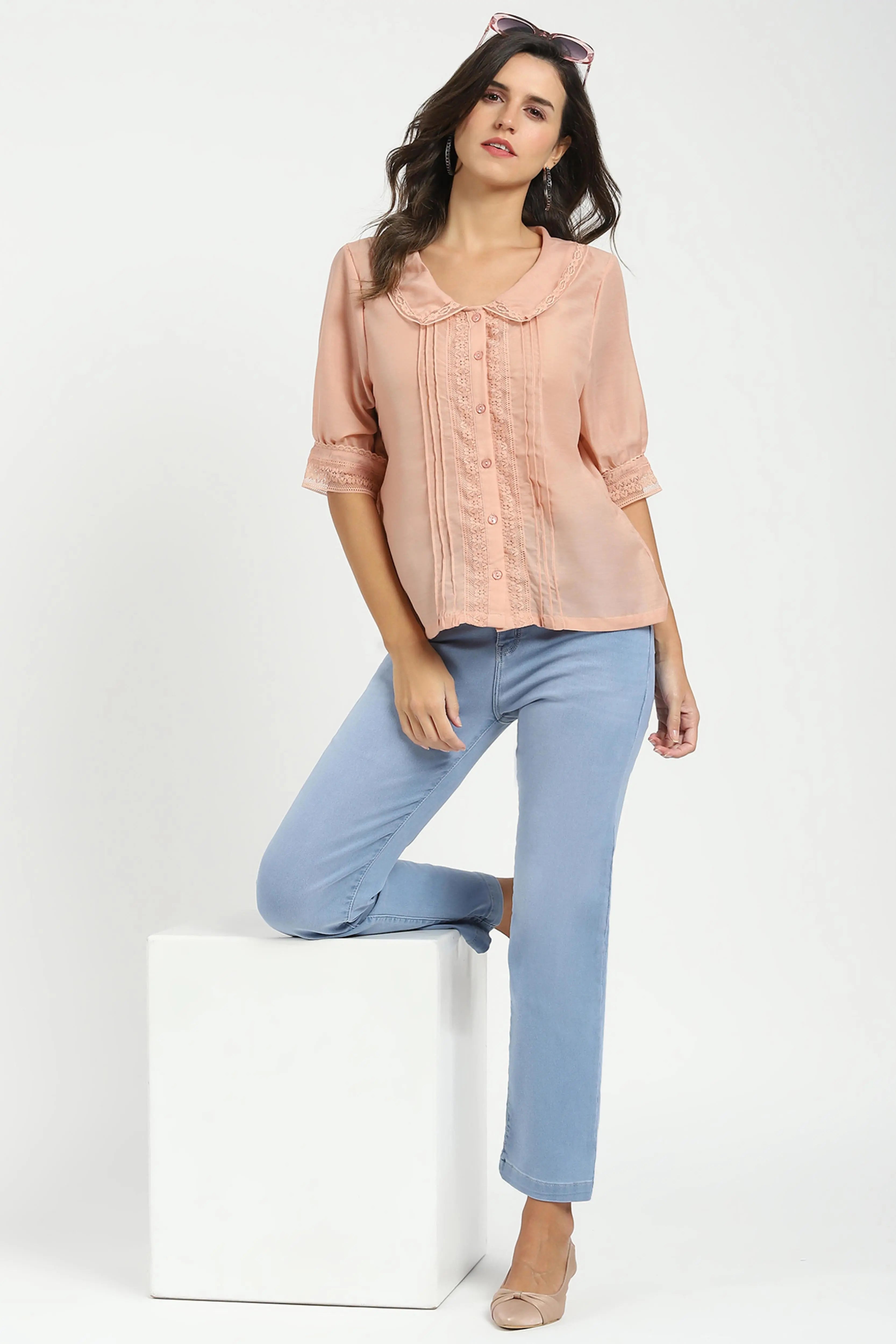 Blue High Waist Straight Jeans - Global Republic