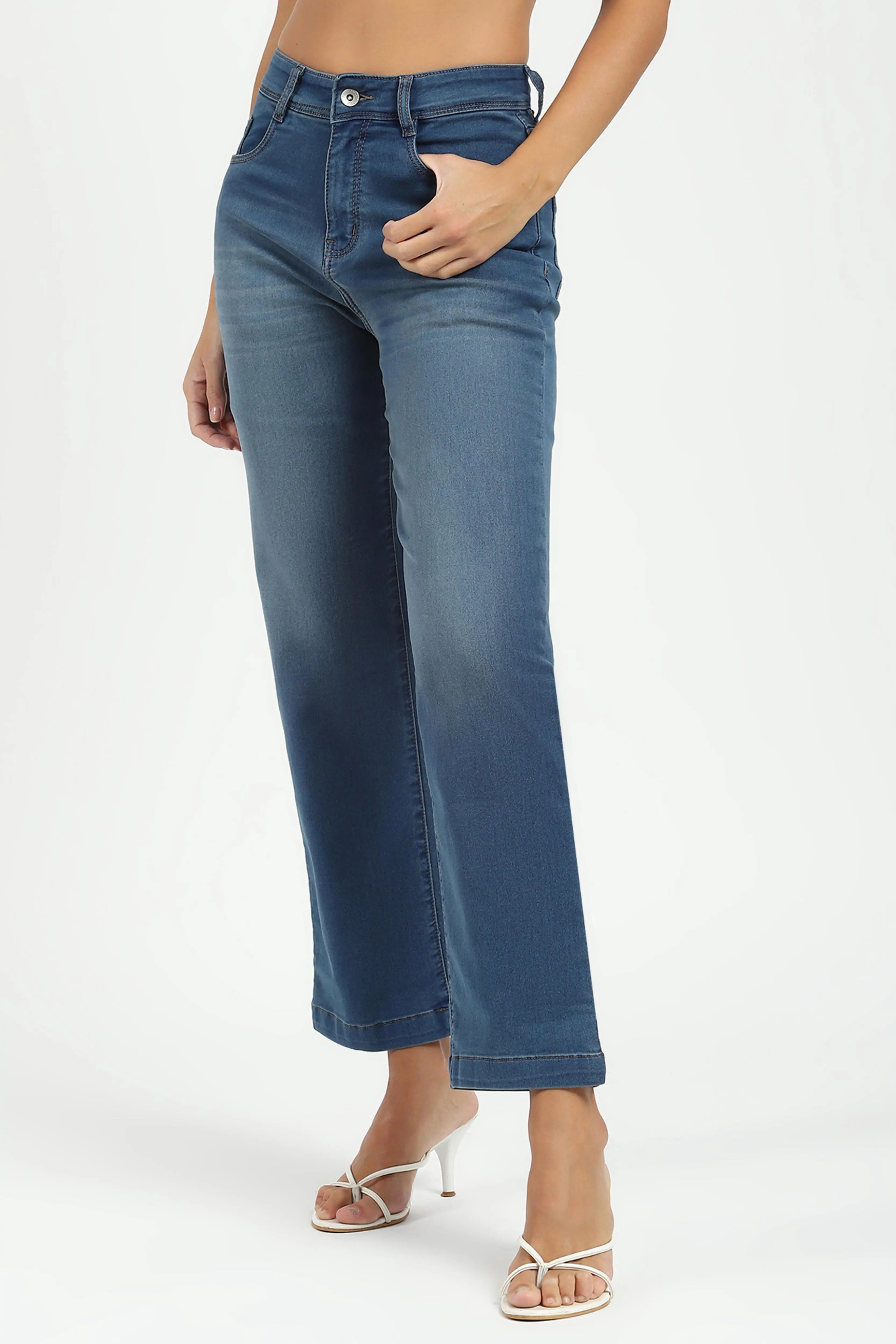 Blue Regular Fit Straight Jeans - Global Republic