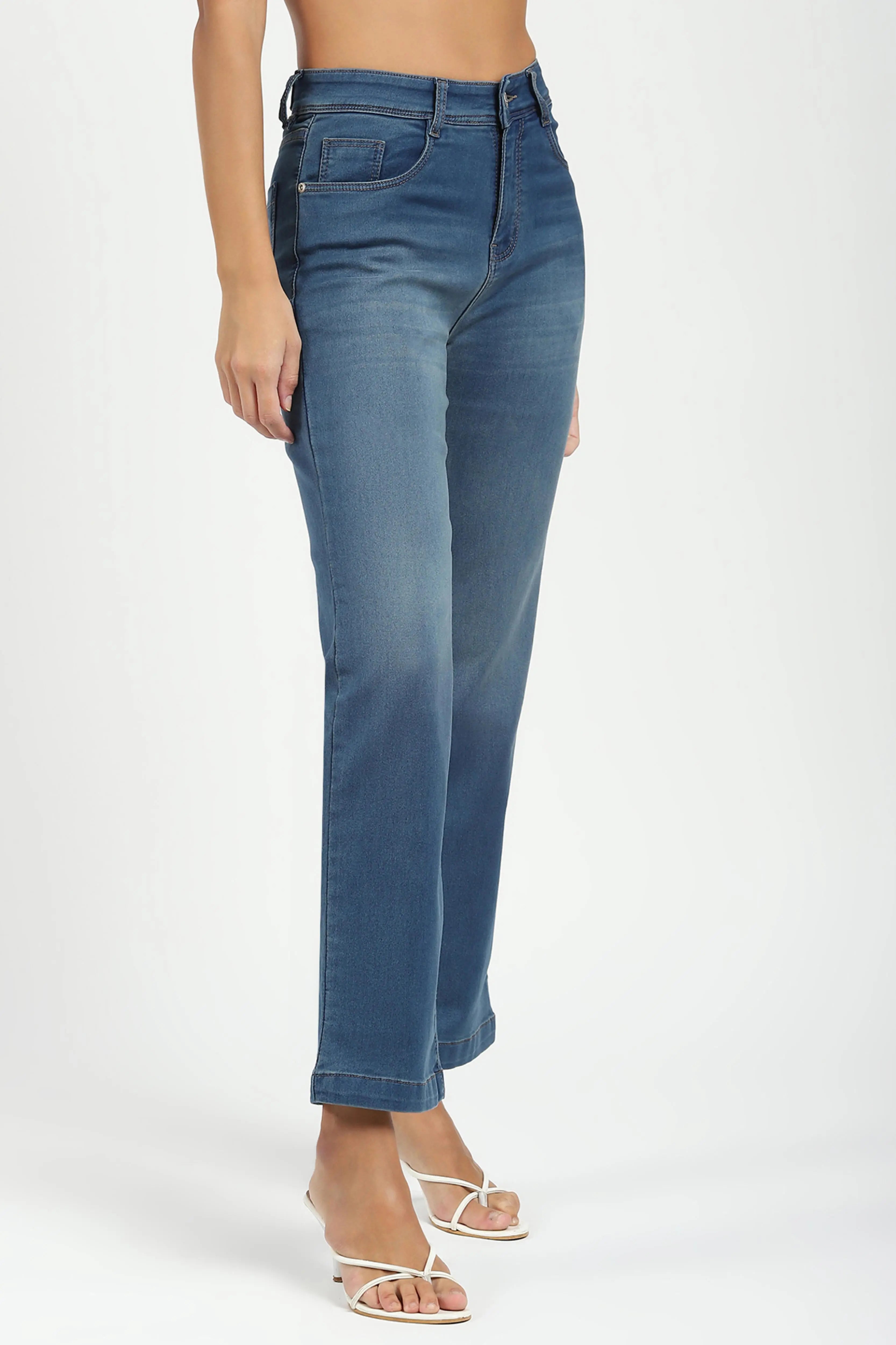 Blue Regular Fit Straight Jeans - Global Republic