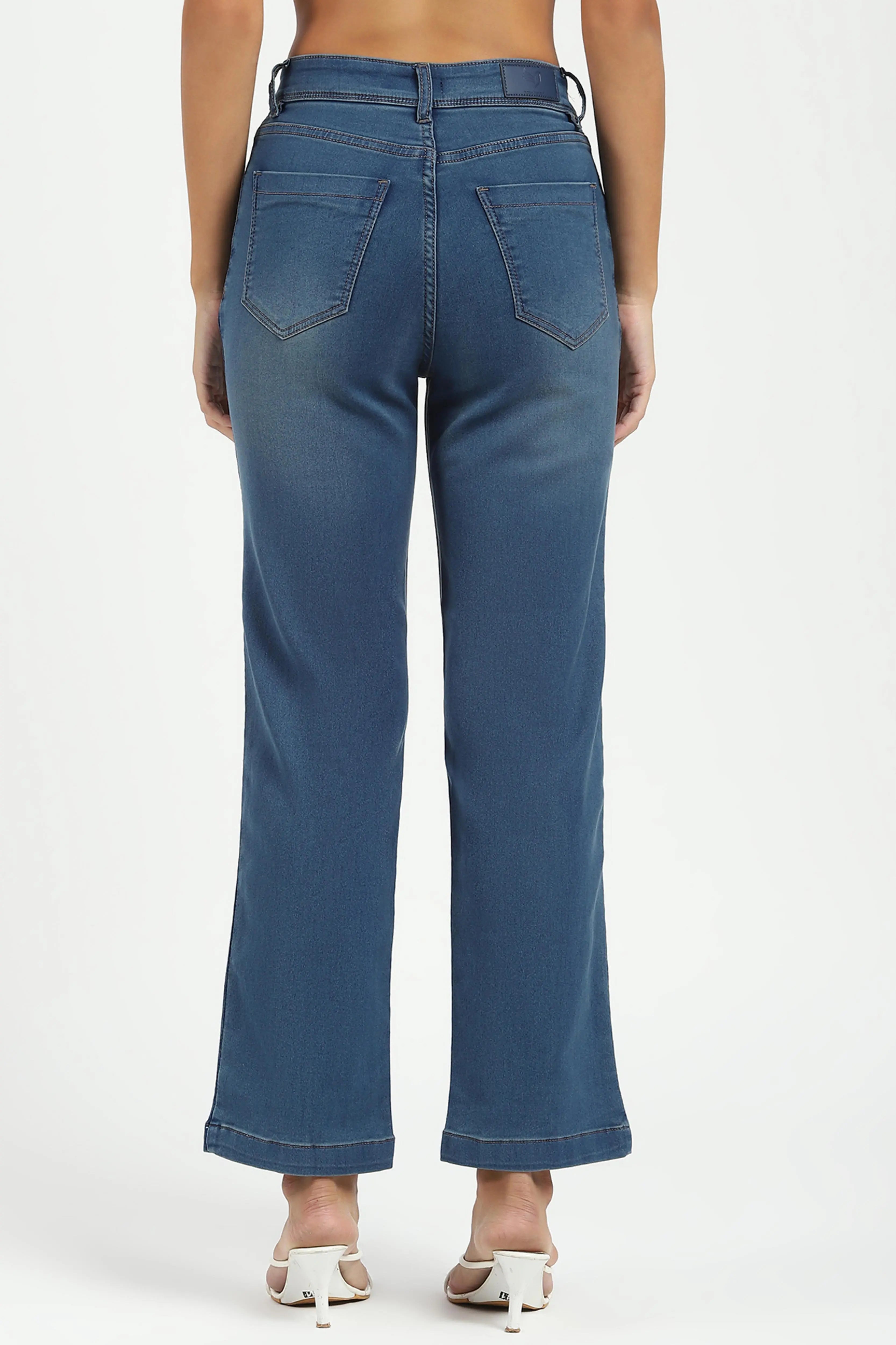 Blue Regular Fit Straight Jeans - Global Republic