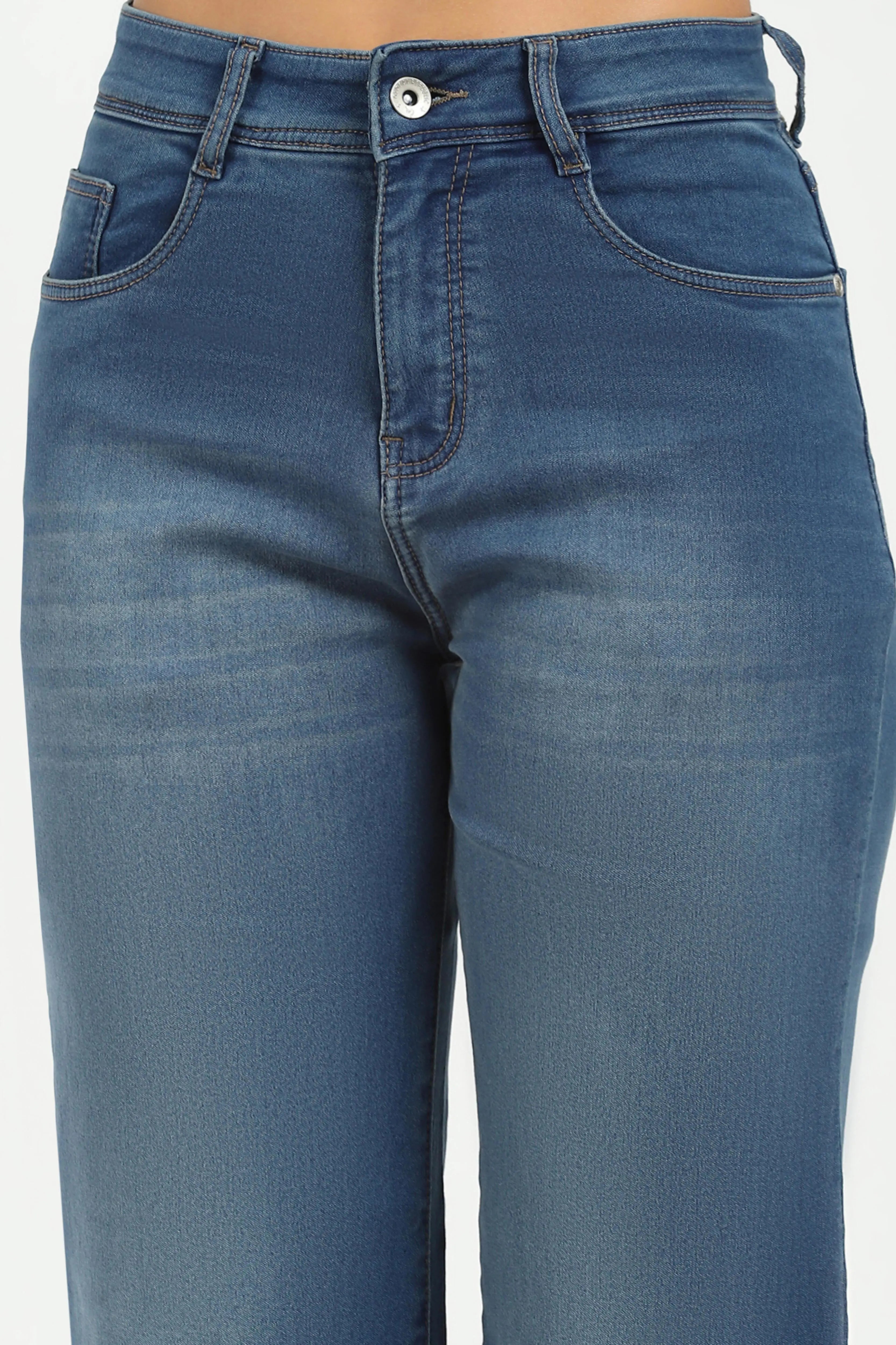 Blue Regular Fit Straight Jeans - Global Republic