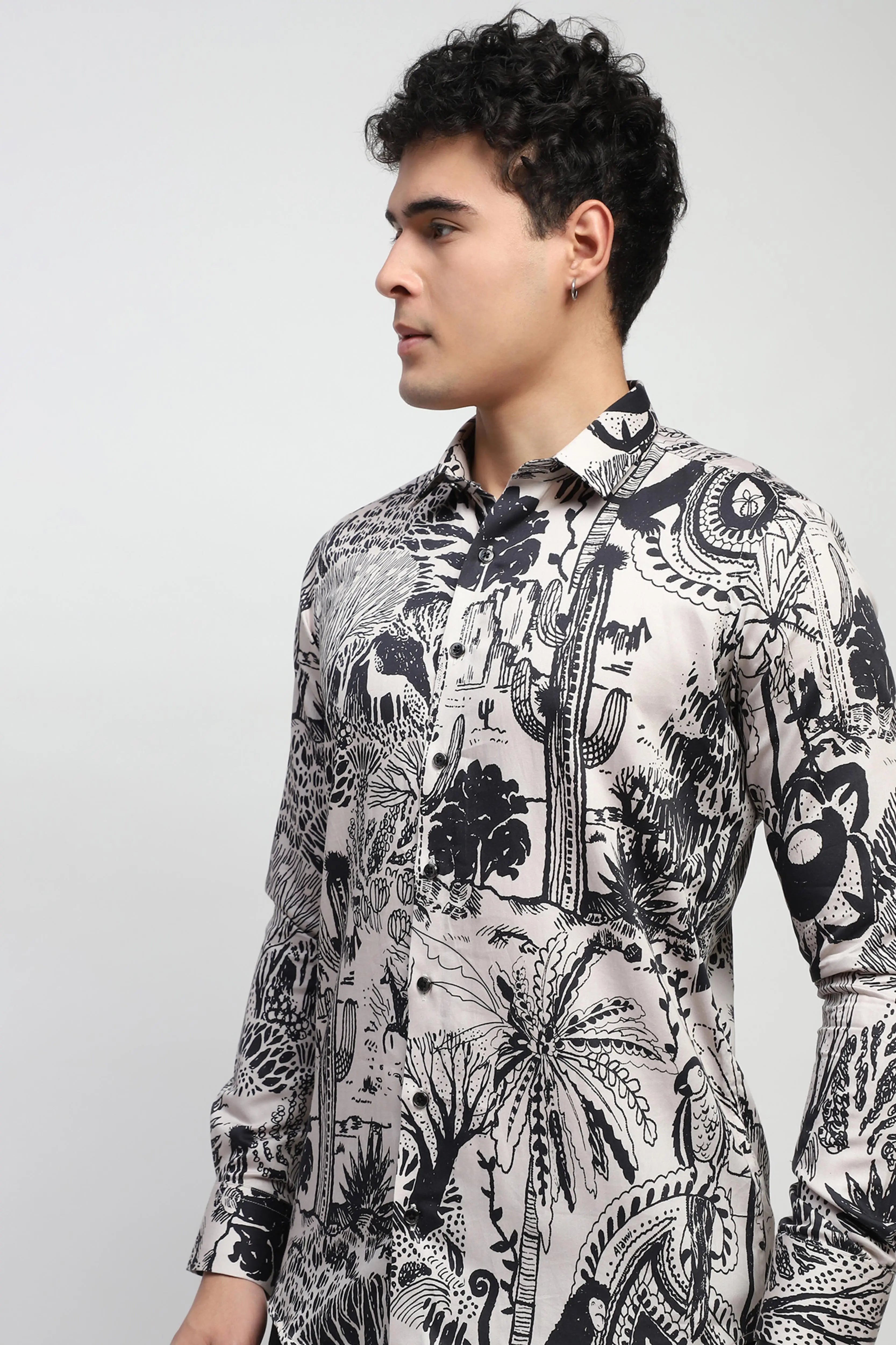 Tropical Print Cotton Regular Fit Shirt - Global Republic