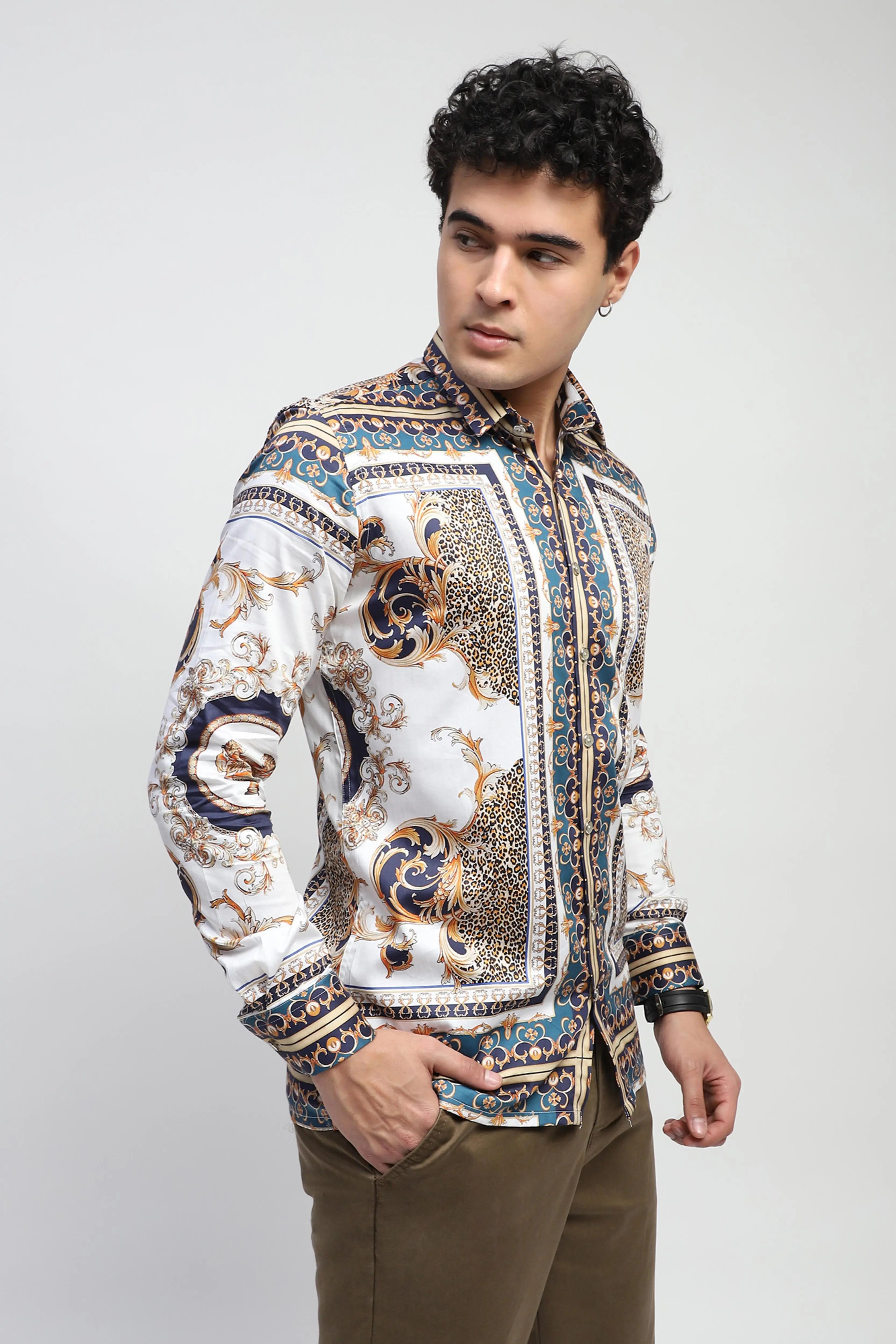 Abstract Animal Print Cotton Shirt