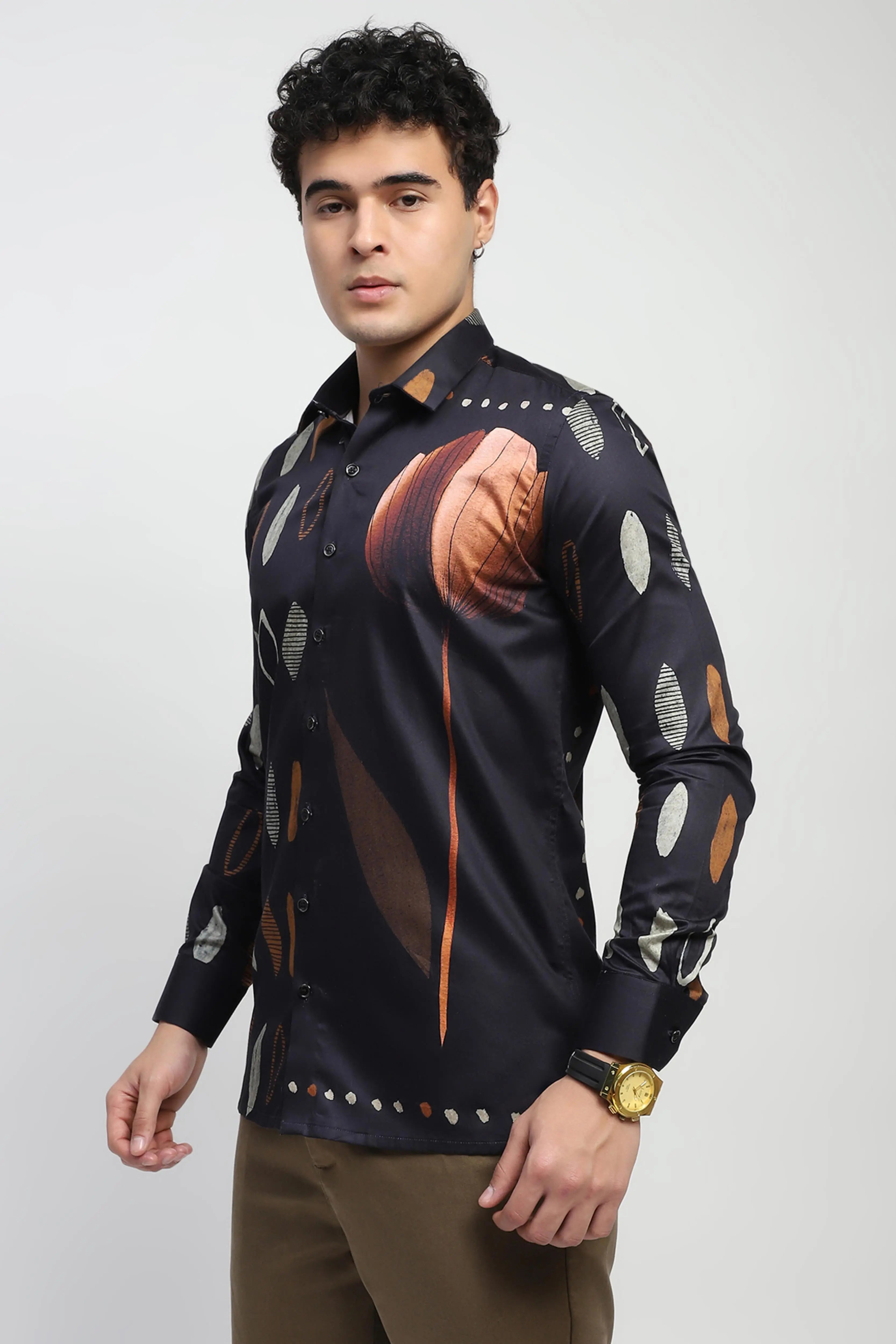 Abstract Print Cotton Shirt - Global Republic