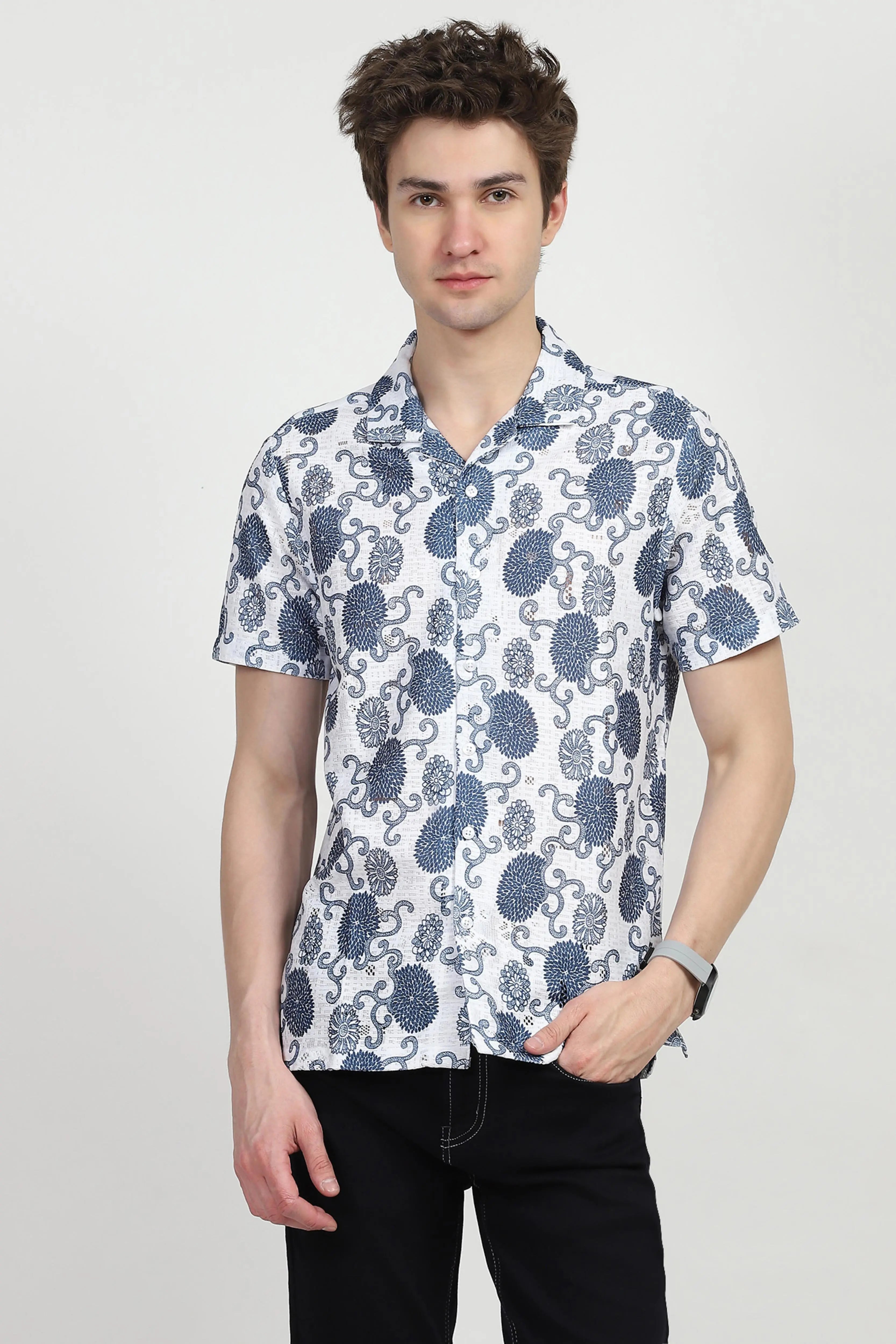Blue Floral Print Shirt - Global Republic