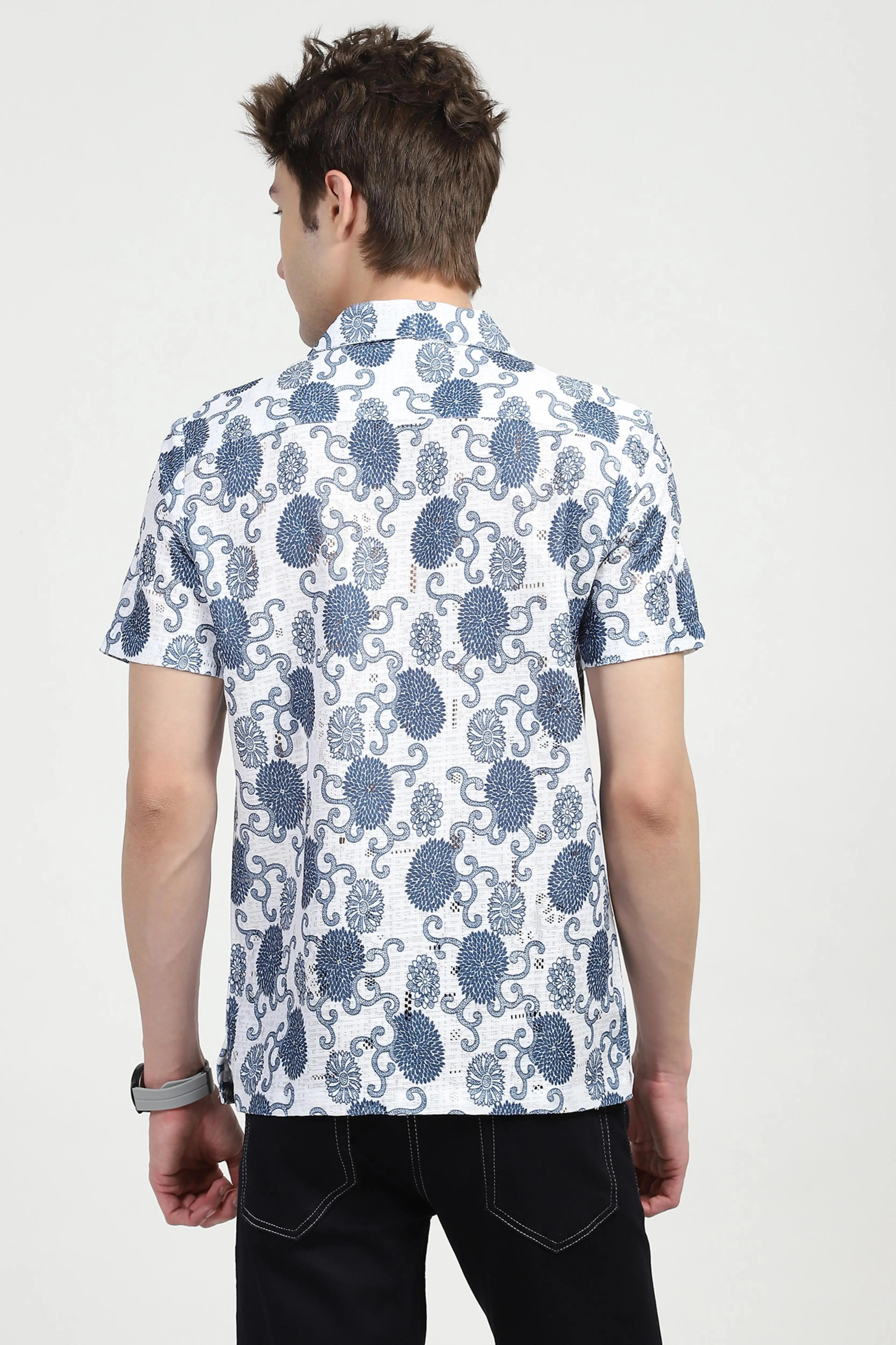 Blue Floral Print Shirt - Global Republic