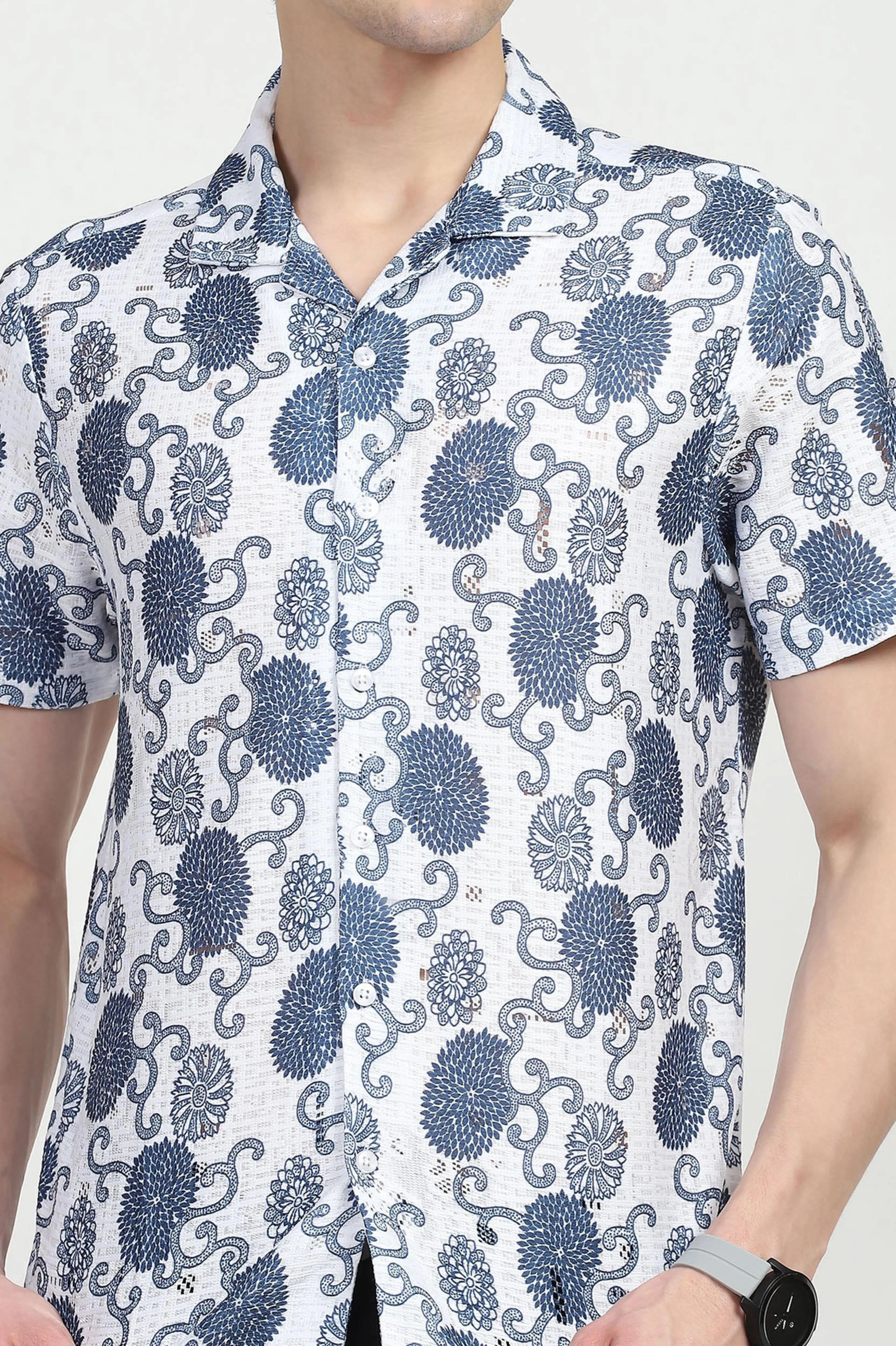 Blue Floral Print Shirt - Global Republic